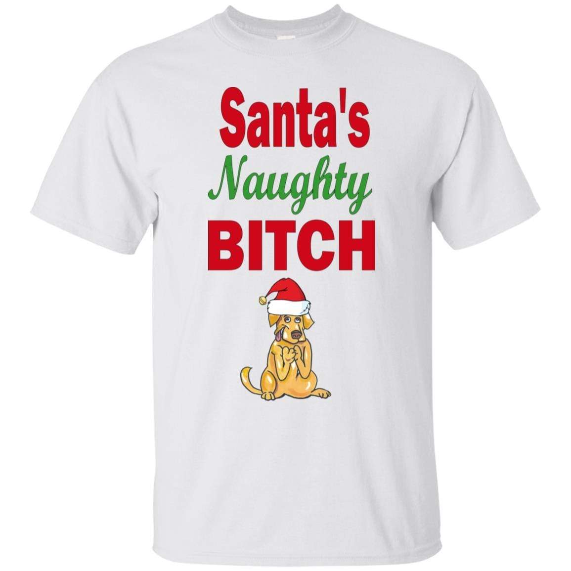 Santa's Naughty Bitch Cotton T-Shirt | Funny Christmas Party Outfit | WineyBitches.co | Perfect for Holiday Gatherings & Ugly Sweater Parties