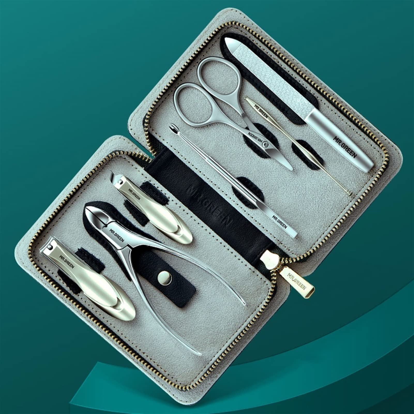 Premium Stainless Steel Nail Care Kit - 7-Piece Portable Manicure Set with Nail Scissors, Cuticle Tools & Face Care for Travel & Home Use | Perfect for DIY Nail Care, Grooming & Beauty Maintenance