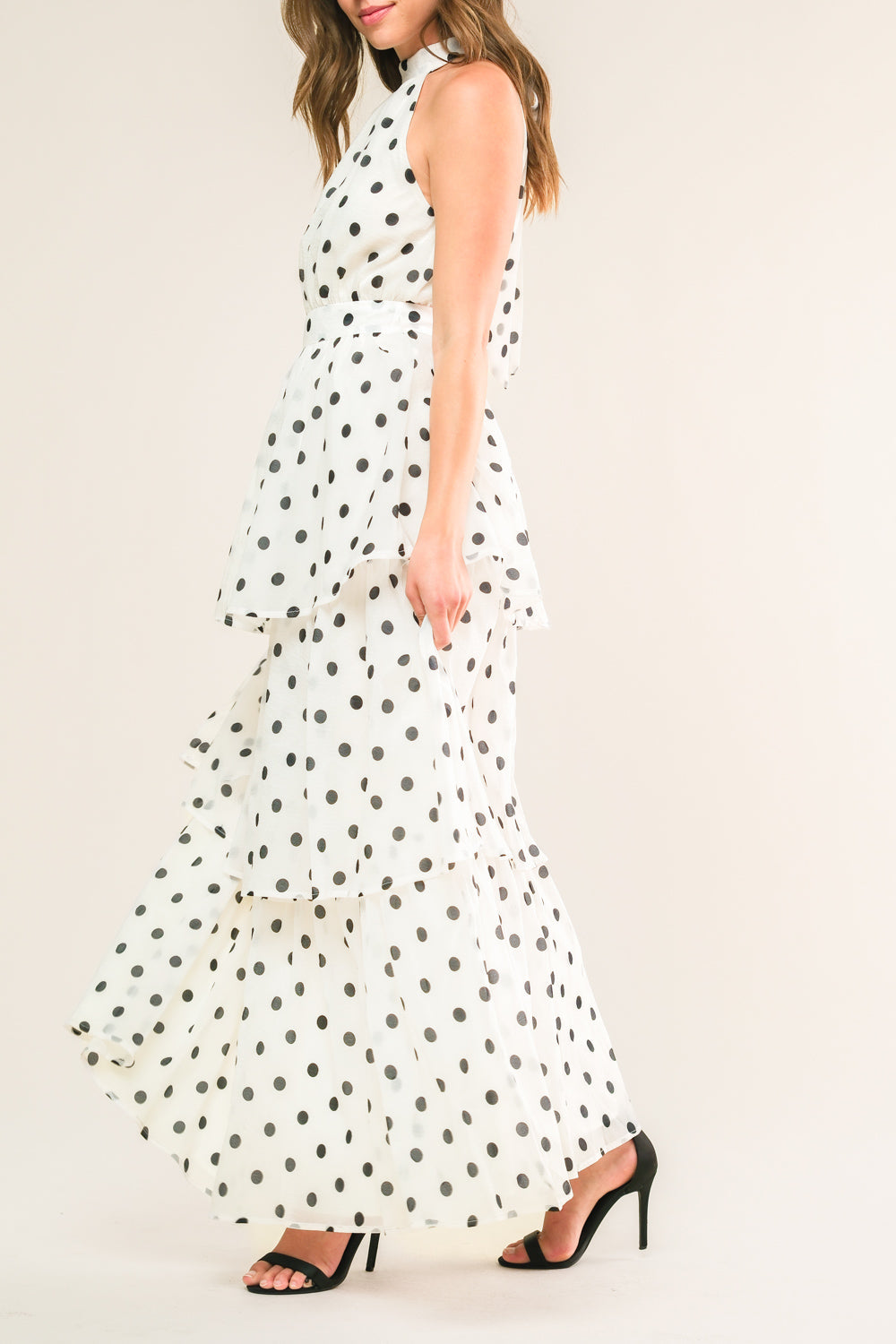 Polka Dot Halter Maxi Dress for Women - Flowy Summer Beach Dress for Vacations, Parties & Date Nights