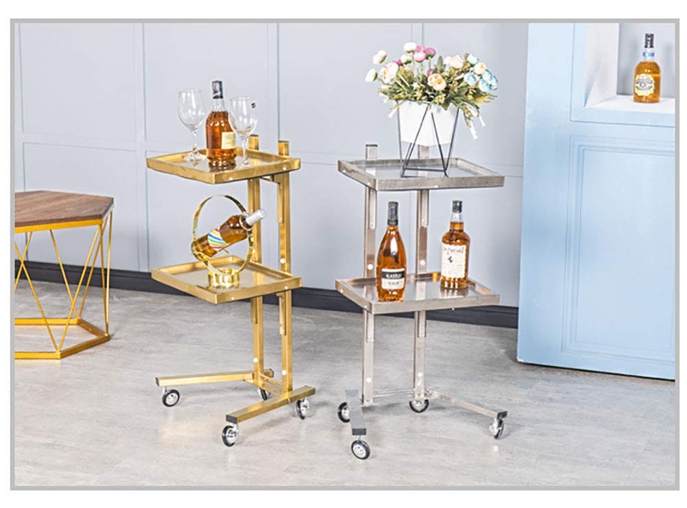 Stainless Steel Folding Hair Trolley on Wheels - 70kg Capacity Beauty Salon & Barber Shop Rolling Cart with Locking Brakes (Gold) - Perfect for Mobile Styling, Spa Treatments & Salon Organization