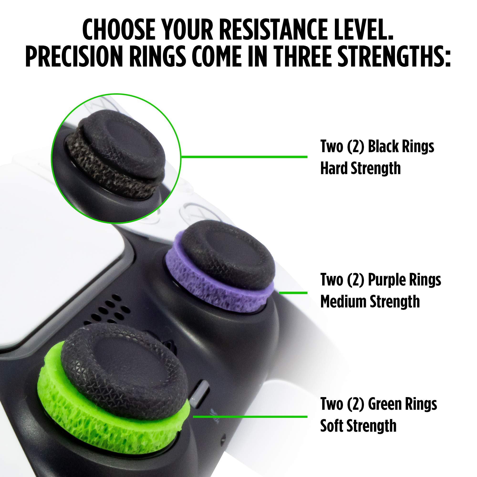 KontrolFreek Precision Rings - Aim Assist Motion Control for PS4, PS5, Xbox One, XBX, Switch Pro & Scuf Controllers (Black/Purple/Green) | Improve Gaming Accuracy for FPS & Competitive Play