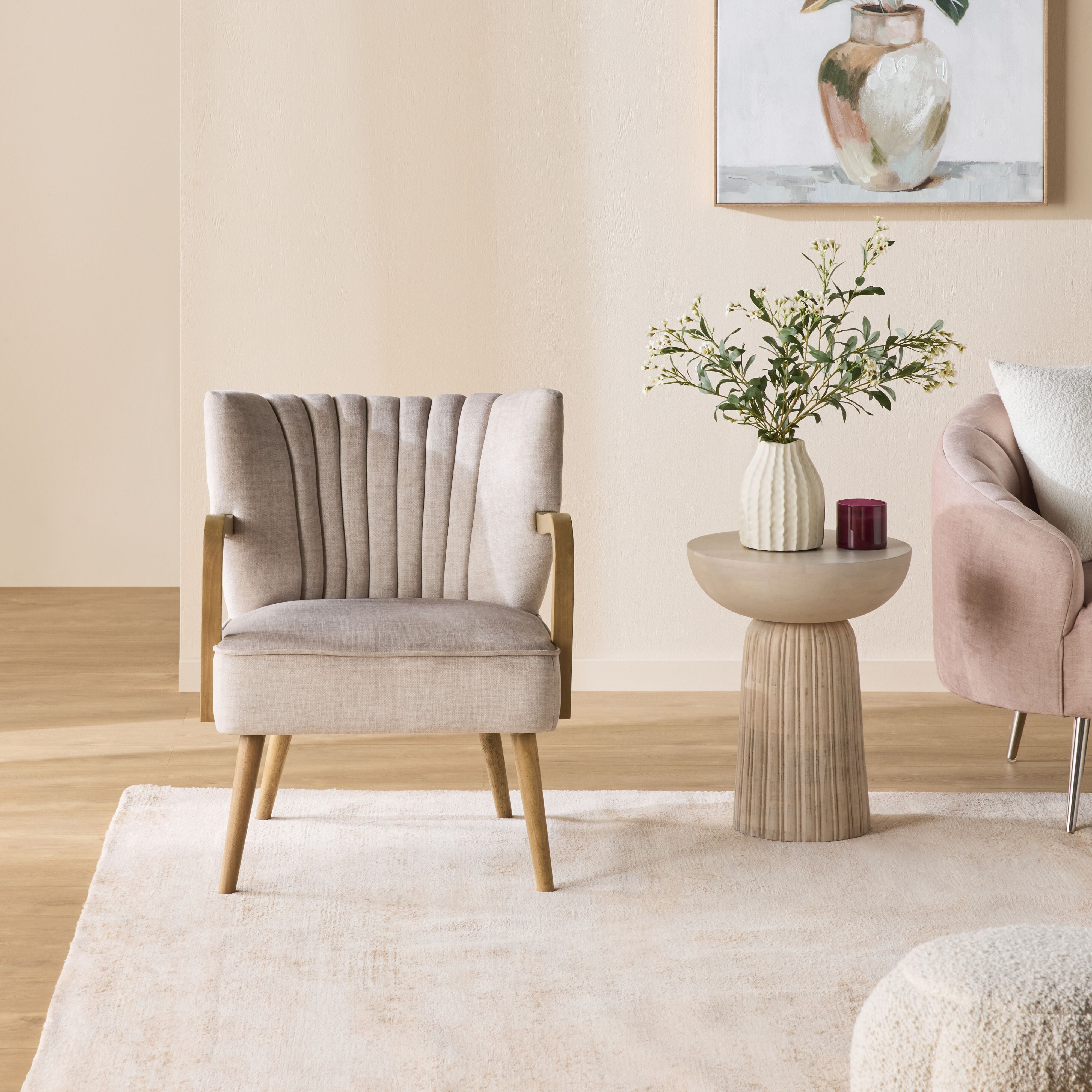 Bello Occasional Chair in Aura Pecan Finish - Stylish Accent Chair for Living Room, Bedroom or Office Decor