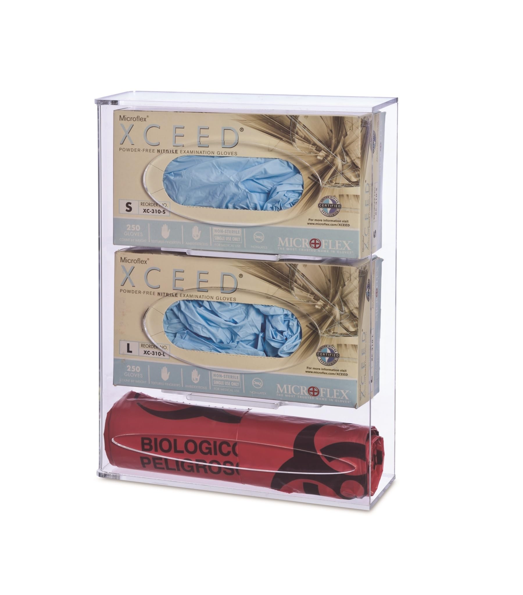 Clear Acrylic Double Glove Box & Trash Bag Holder - 16