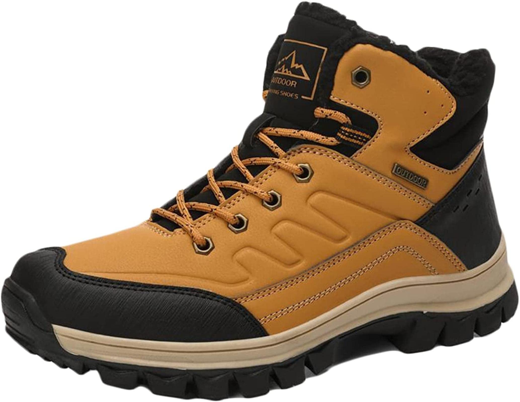 Yiozoi Men's Waterproof Mountaineering Boots - Winter Snow Hiking Shoes, Non-Slip High Top Ankle Boots for Outdoor Walking & Work - Ideal for Trekking, Camping & Casual Wear