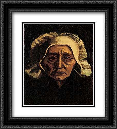 Vincent van Gogh Old Peasant Woman with White Cap Art Print - 20x22 Black Ornate Frame, Double Matted Museum Quality - Perfect for Living Room, Bedroom or Office Wall Decor
