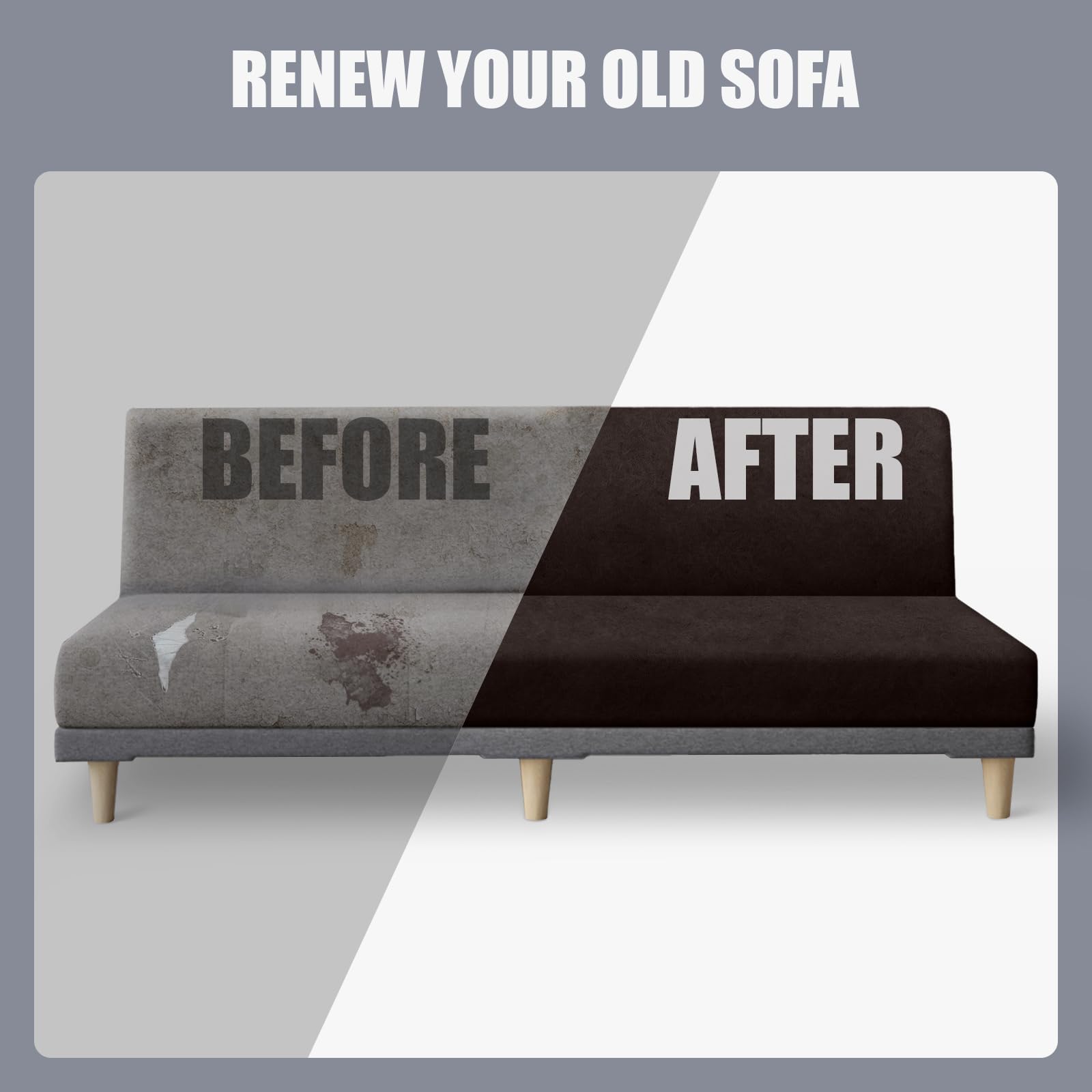 Premium Leather-Like Stretch Futon Slipcover - Armless Sofa Cover with Elastic Bottom, Soft & Washable Furniture Protector for Sofa Beds (Extra Large, Chocolate Brown) - Perfect for Living Rooms, Guest Rooms & Small Spaces