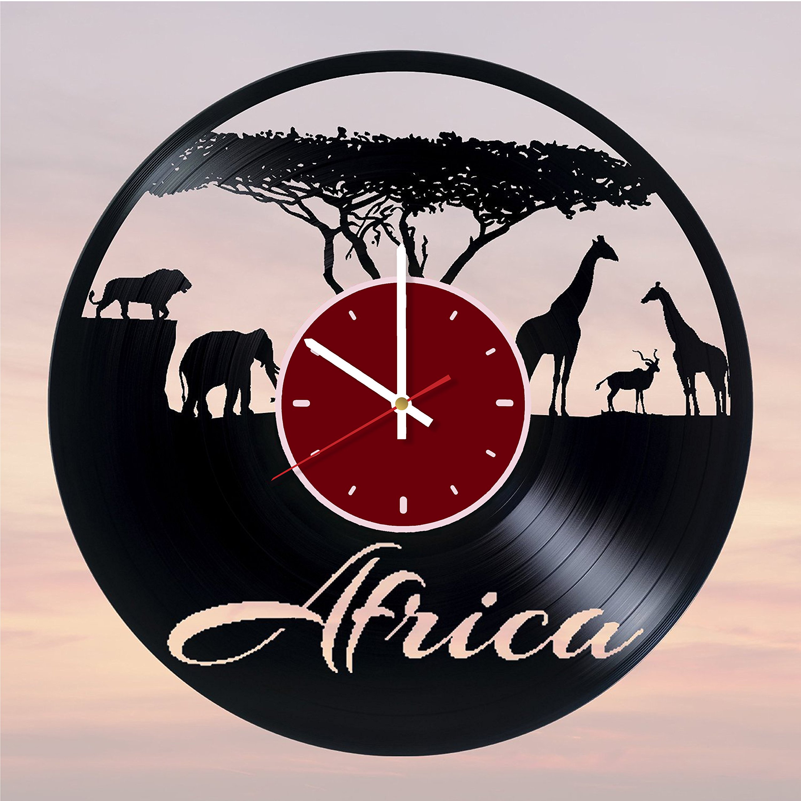 African Themed Vinyl Wall Clock - Modern Home Decor for Living Room, Bedroom, Office | Silent Non-Ticking, Large Easy-to-Read Numbers, Perfect Gift Idea