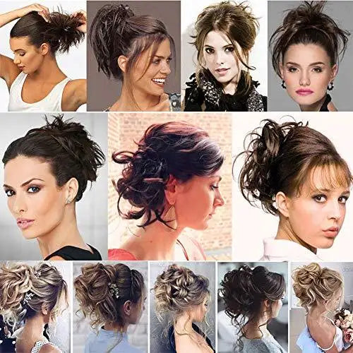 Tousled Wavy Hairpiece Bun Scrunchie Hair Wrap - Perfect for Women's Updo Hairstyles, Casual & Formal Events, and Everyday Wear