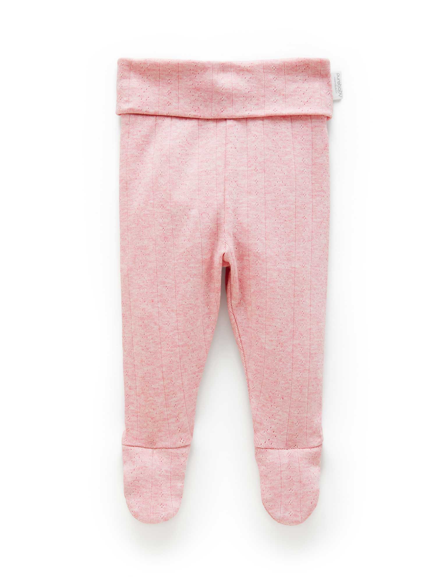 Purebaby Pointelle Footed Leggings for Babies - Soft Cotton Baby Pants with Non-Slip Soles | Perfect for Playtime, Daycare & Cozy Outfits