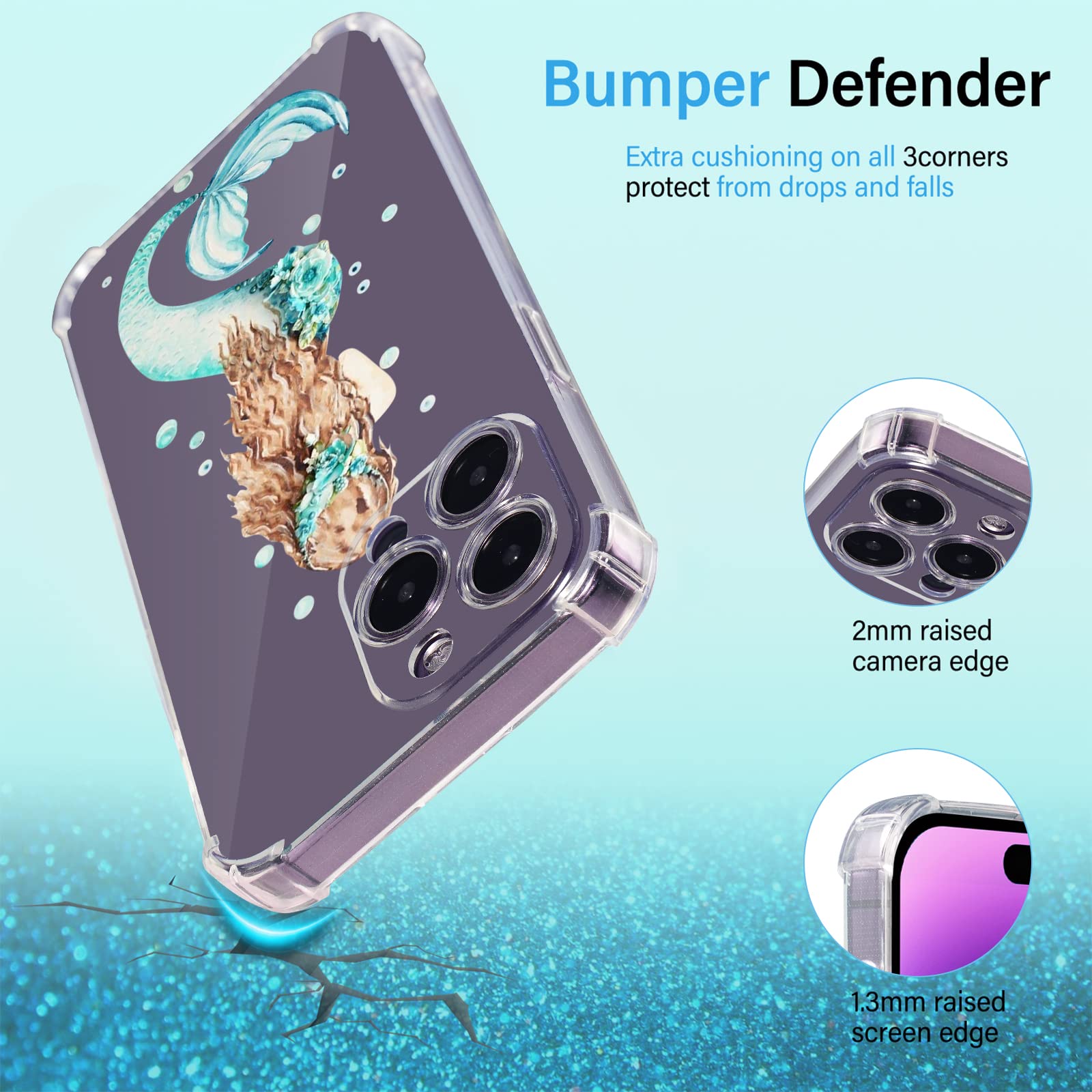 **Mermaid Design iPhone 11 Pro Max Case – 6.6 ft Drop Protection, Soft TPU Cover with Screen Protector | Perfect for Beach, Pool & Outdoor Adventures**