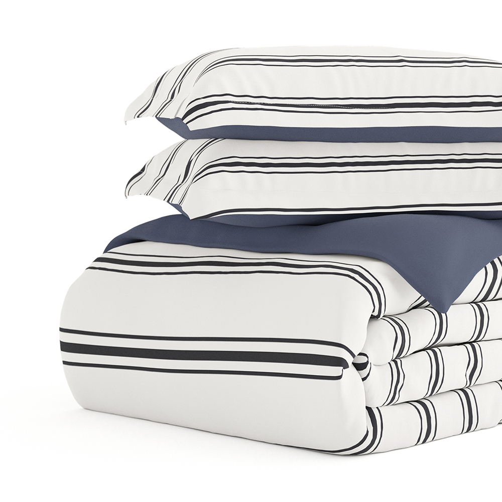 Reversible 3-Piece Duvet Cover Set with Desert Stripe Pattern - Queen/King Size - Soft & Breathable Bedding for Cozy Bedroom Decor - Perfect for Guest Rooms, Master Bedrooms & Dorm Rooms