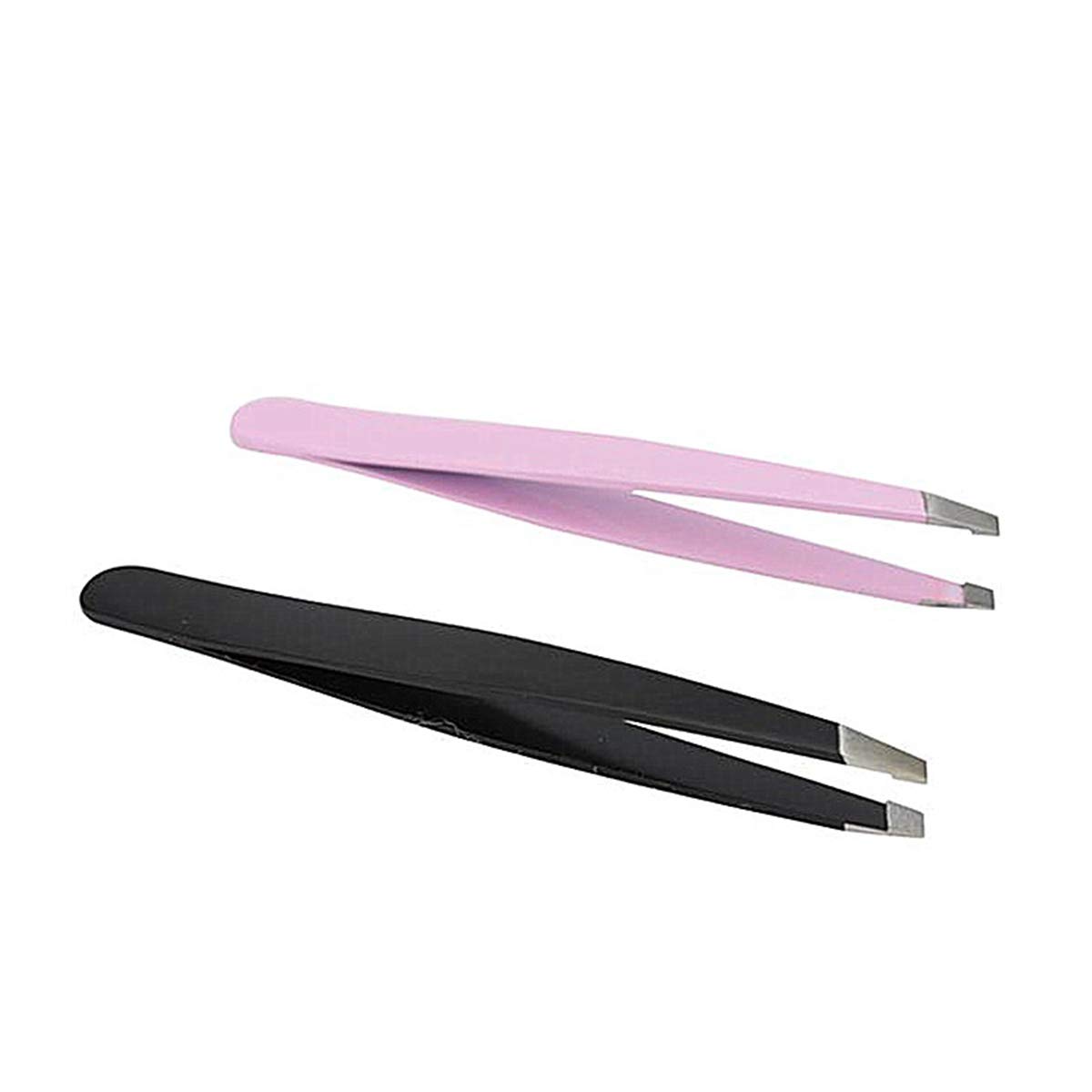 Professional Stainless Steel Eyebrow Tweezers - Slanted Hair Removal Tool for Precise Grooming, 1PC Black & Pink Beauty Tweezers for Eyebrow Shaping, Makeup Kit Essential - Perfect for Home Use, Travel & Salon Professionals