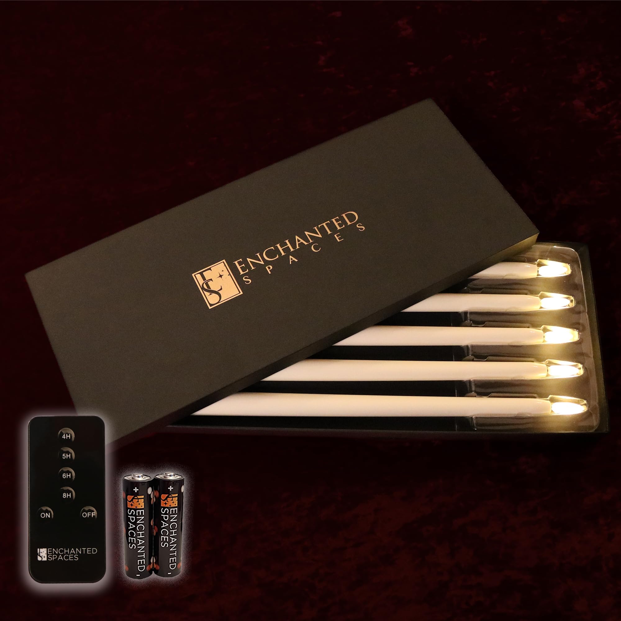 Premium Gold Foil Embossed Gift Box - Set of 5 Flameless LED Ivory 14
