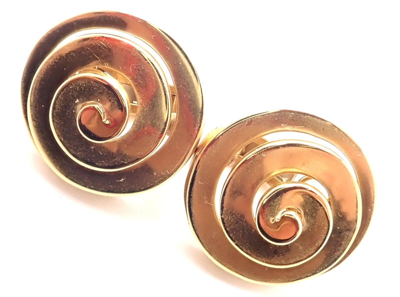 Authentic Vintage BULGARI BULGARI 18k Yellow Gold Swirl Earrings - Luxury Italian Jewelry for Women, Perfect for Weddings & Special Occasions