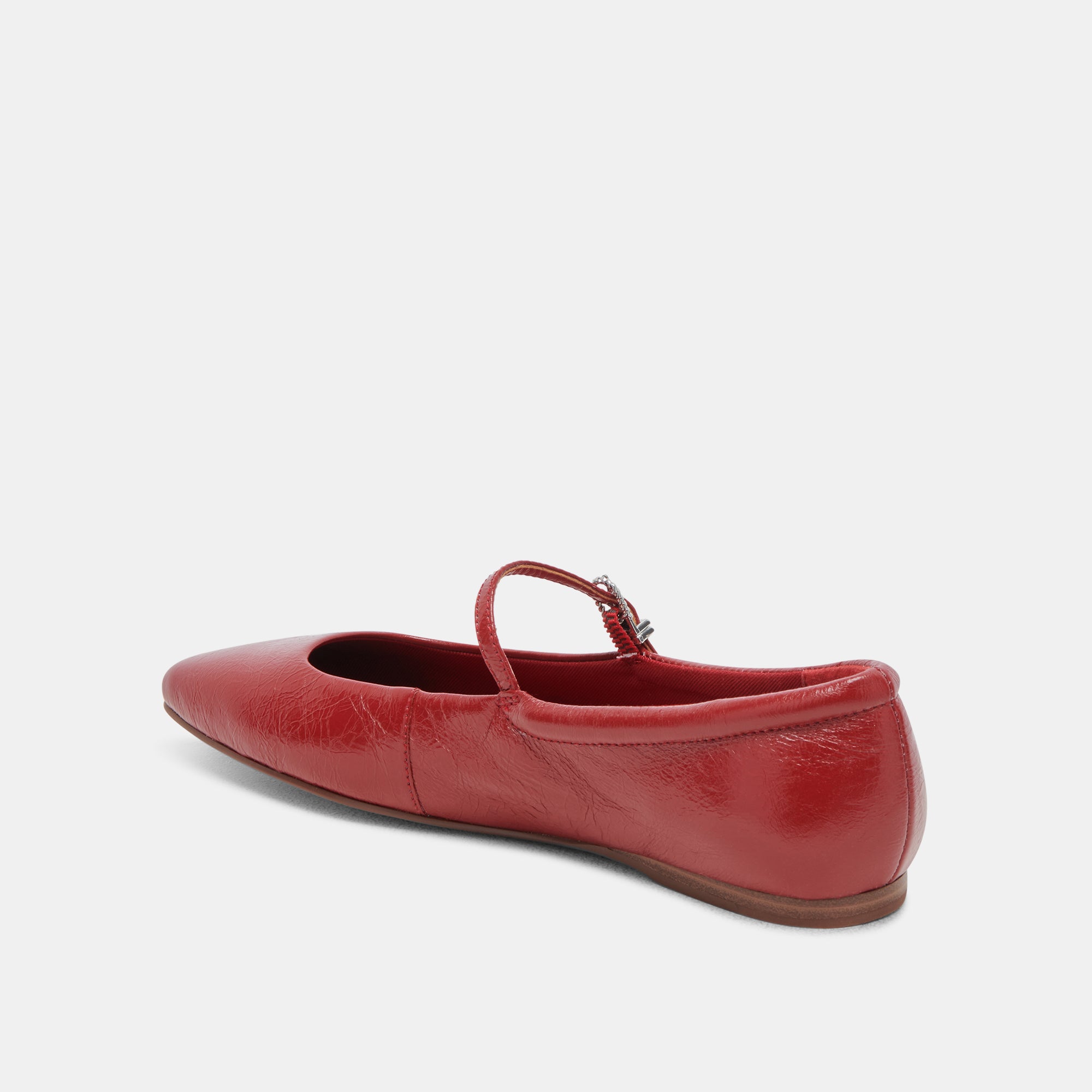 REYES Women's Red Crinkle Patent Leather Ballet Flats - Comfortable & Stylish Shoes for Work, Casual Wear & Dancing
