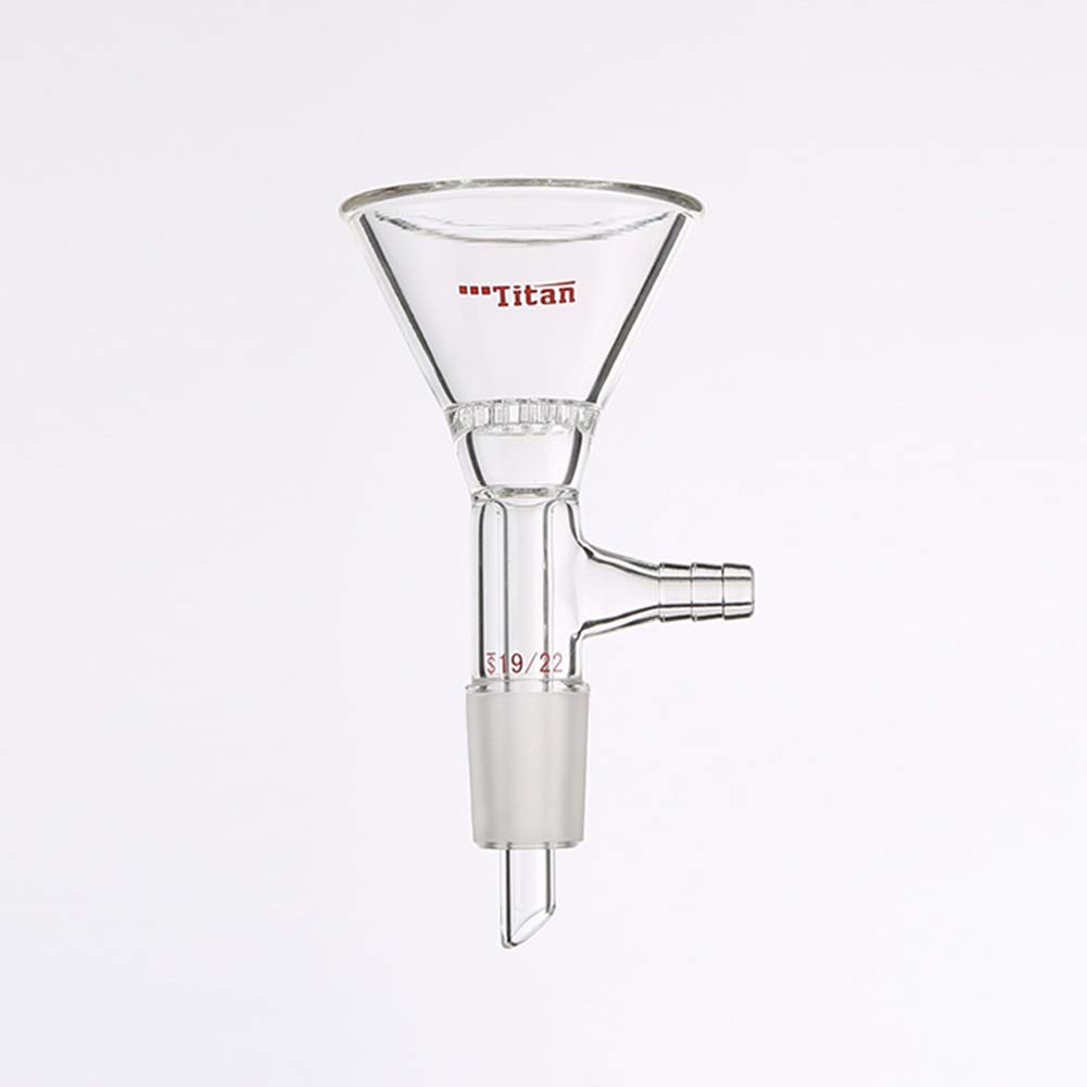 Premium Glass Short Stem Funnel - 50mm Top Outer Diameter with 19/22 Inner Joint - Lab Grade Filter Funnel for Chemistry Experiments, Essential Oil Distillation & Home Brewing