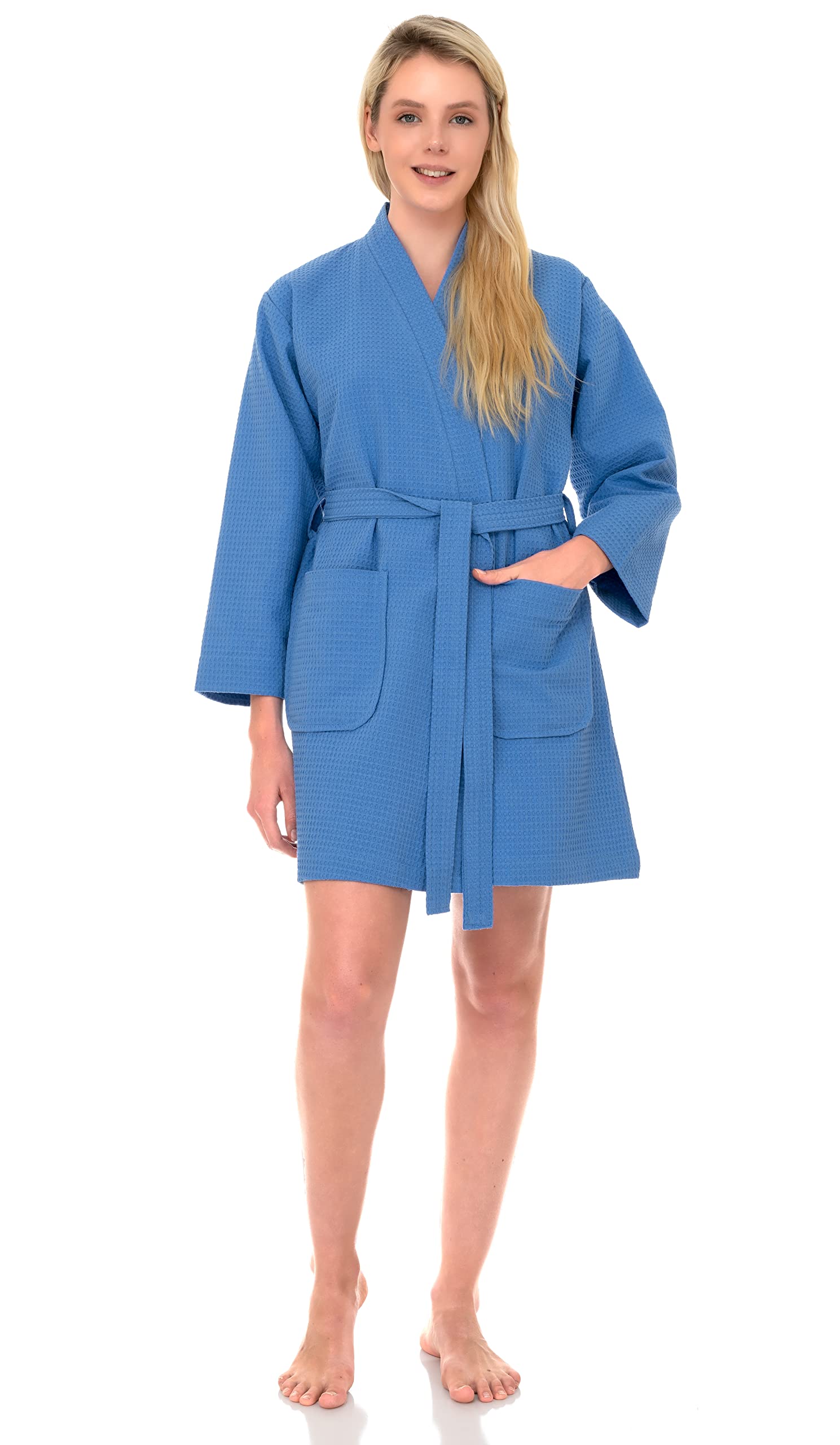 TowelSelections Women’s Short Spa Robe - Soft Waffle Weave Kimono Bathrobe for Women (XS to 3X) - Perfect for Spa, Poolside, and Home Relaxation