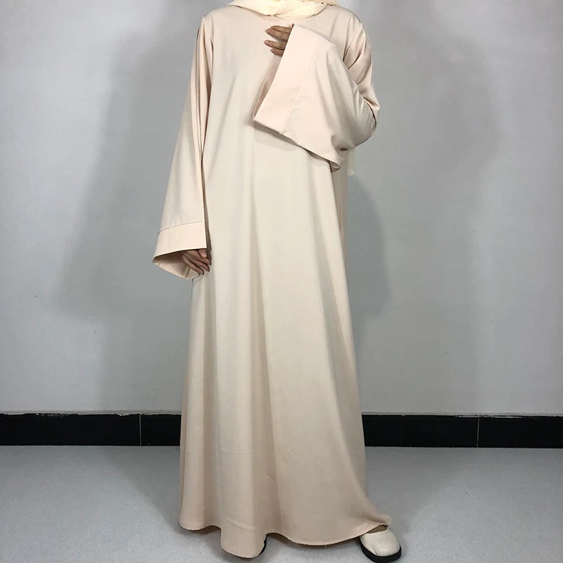 Basic Plain Nida Abaya with Free Belt - Modest Muslim Dress for Women - Perfect for Prayer, Eid, and Special Occasions