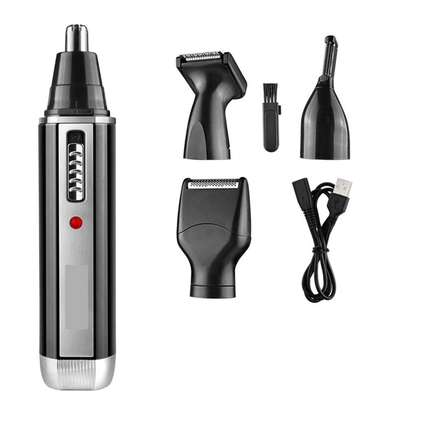 Professional 4-in-1 USB Rechargeable Men's Razor - Ear & Nose Hair Trimmer with Vacuum Cleaning System | Perfect for Grooming, Travel & Personal Care