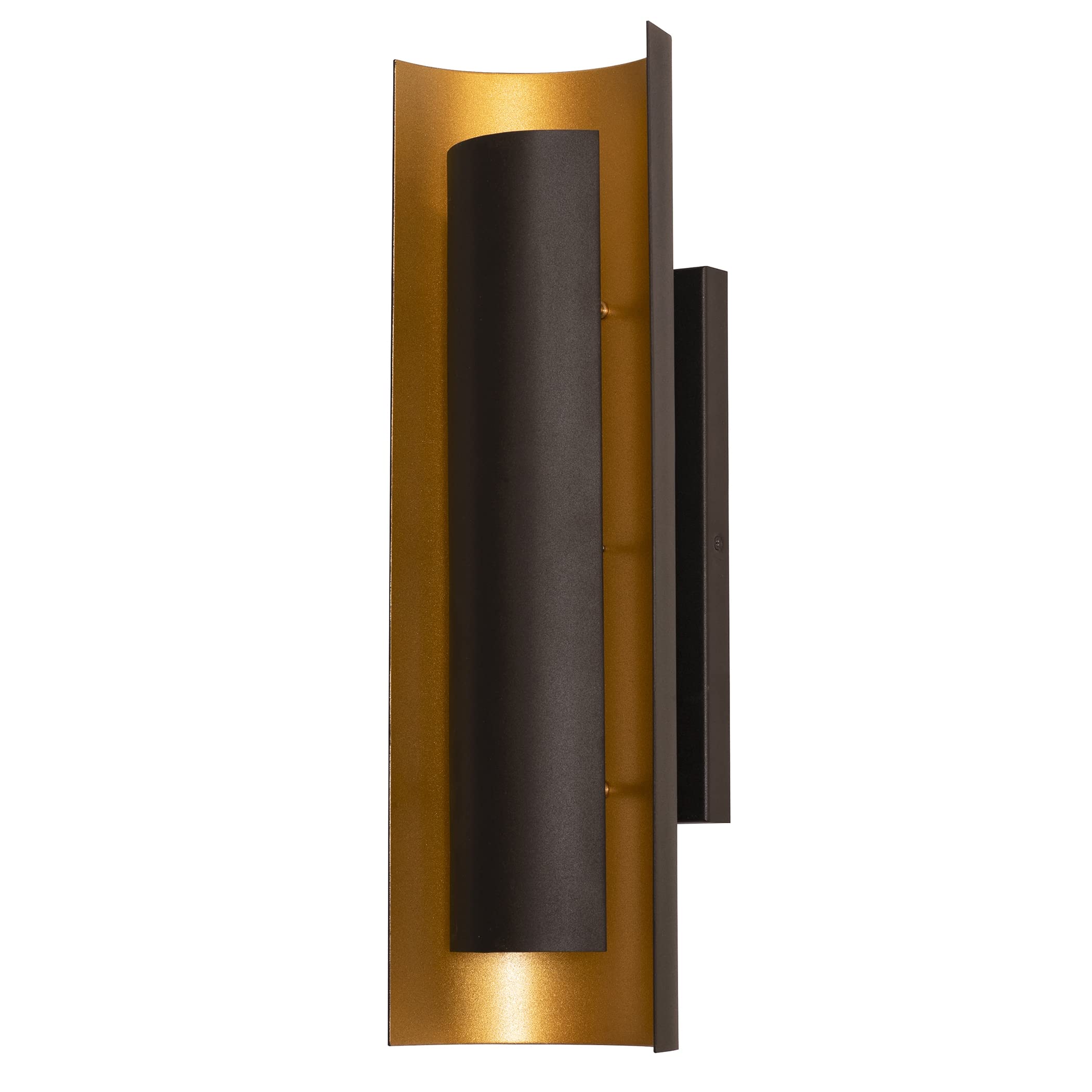 Reveal LED Wall Sconce Light Fixture - Modern Black Finish with Black/Gold Shade - Perfect for Bedroom, Hallway & Living Room Lighting