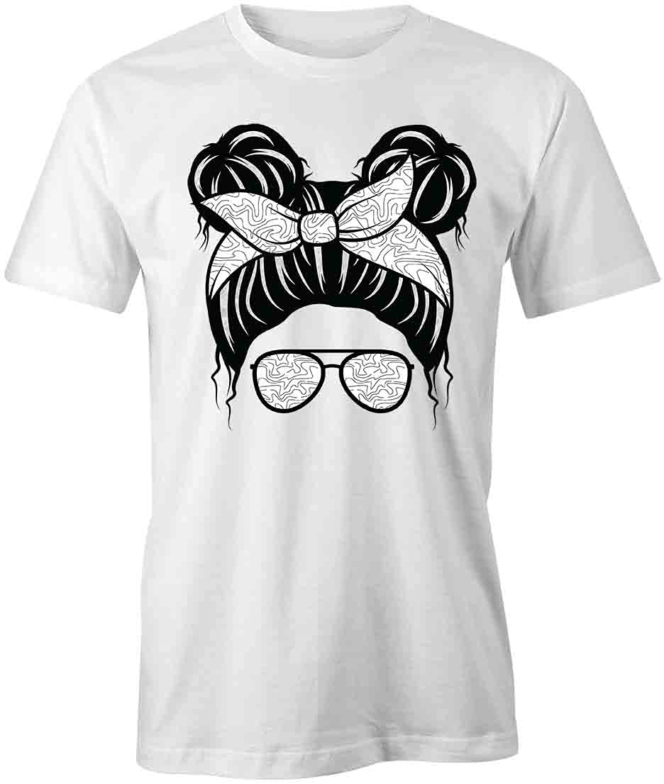 Messy Bun Graphic T-Shirt for Women - Soft Cotton Printed Tee with Funny Slogan - White Casual Shirt for Yoga, Running, Gym & Everyday Wear