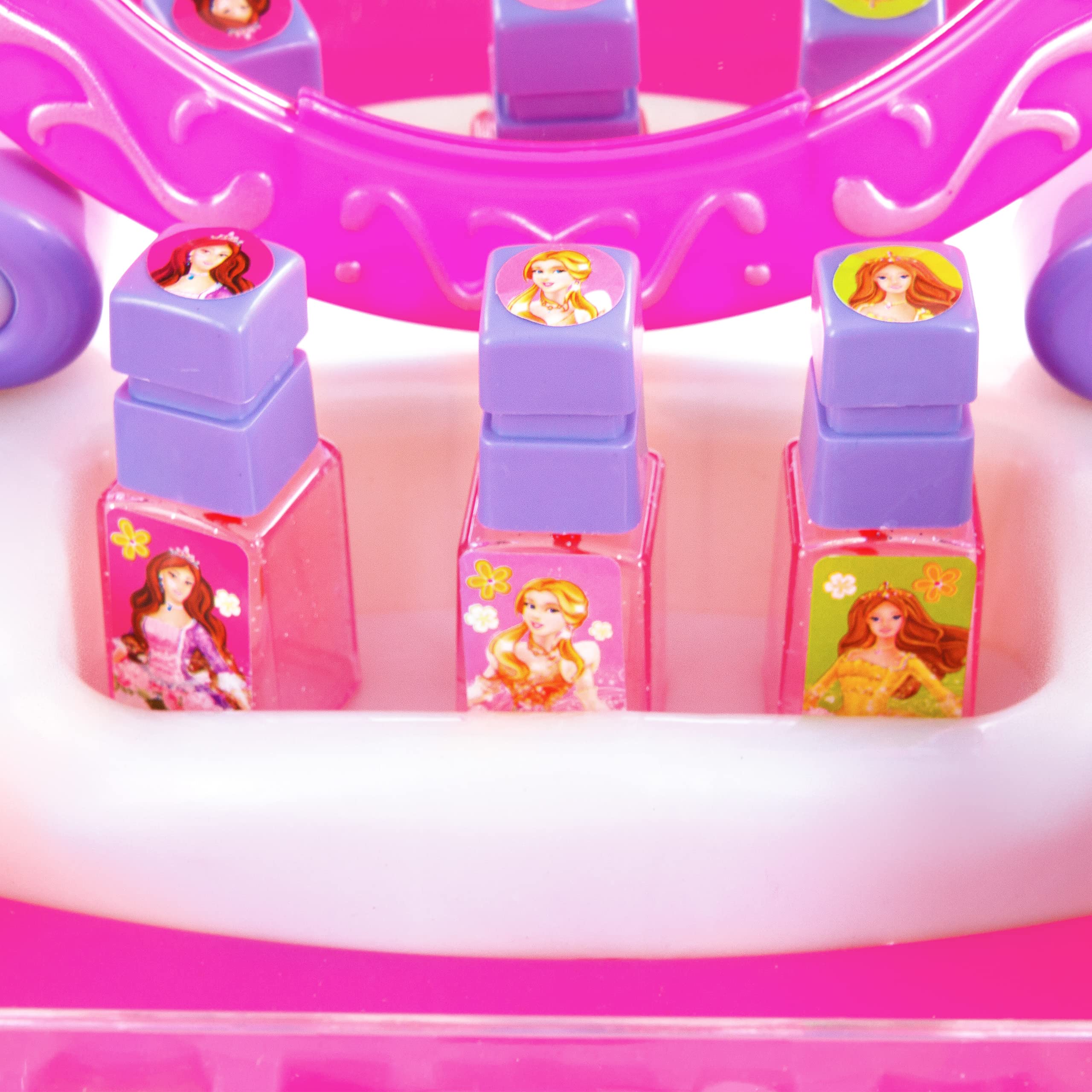 Kinderplay Pink Makeup Vanity Set for Girls - Kids Dressing Table with Light-Up Mirror, Sound Effects & Accessories, KP2798 - Perfect for Pretend Play, Birthday Gifts & Bedroom Decor