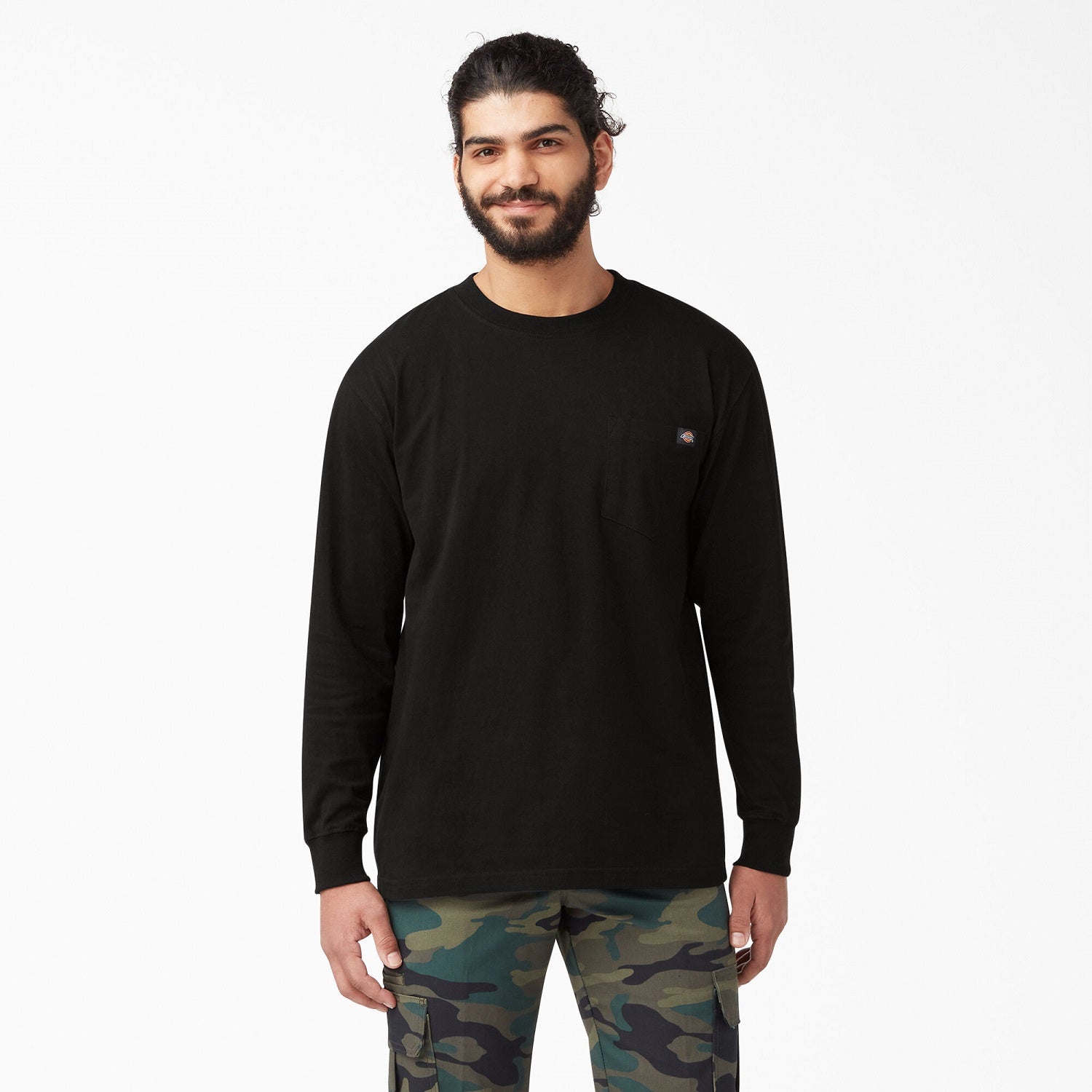 Dickies Men's Heavyweight Long Sleeve Crew Neck T-Shirt - Durable Workwear for Construction, Landscaping & Outdoor Activities