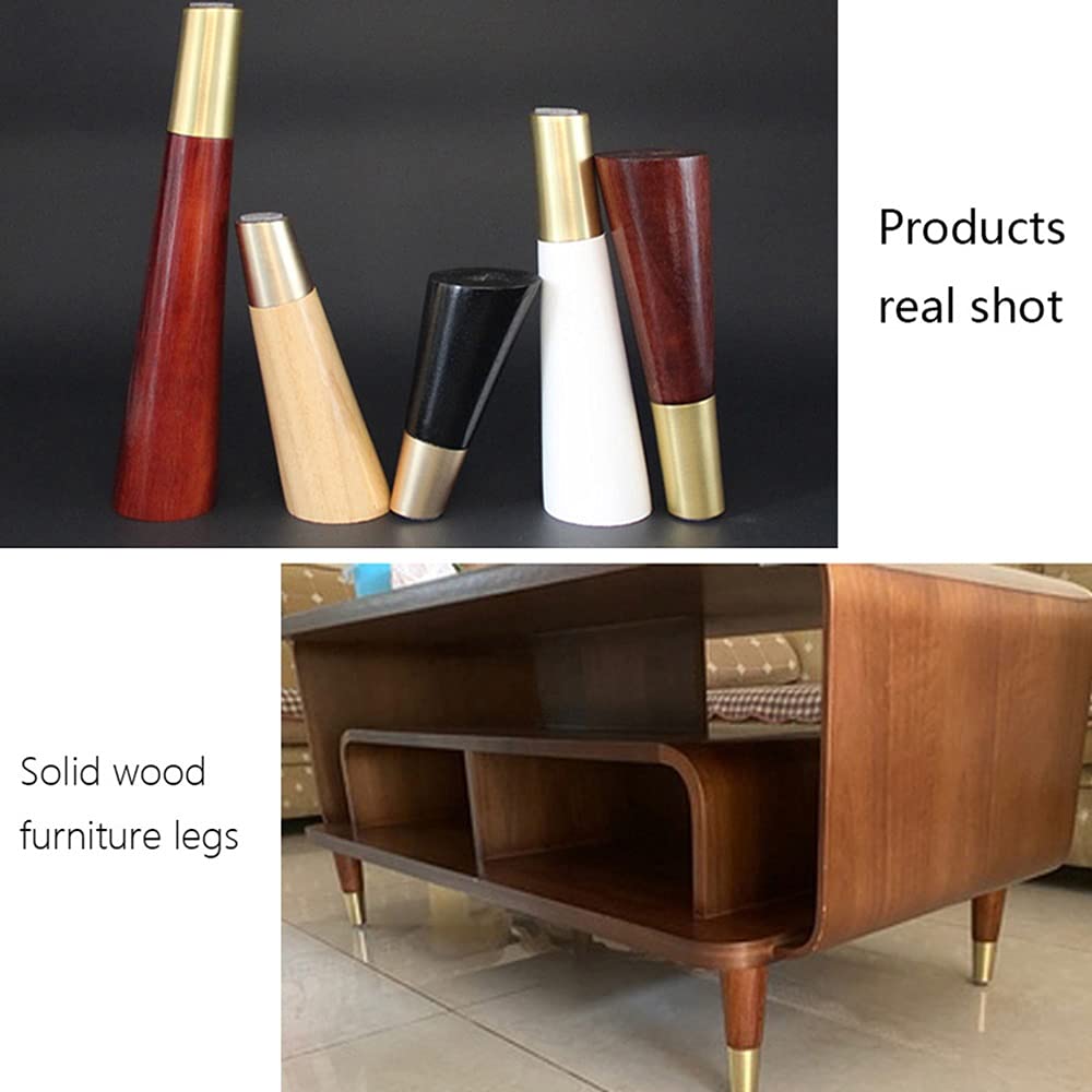 4 Inch Solid Rubber Wood Furniture Legs - Set of 4 Replacement Table Feet for Sofa, Coffee Tables, Desks & Nightstands (8in/20cm, Black) - Perfect for Home Office, Living Room & Bedroom Furniture Upgrade