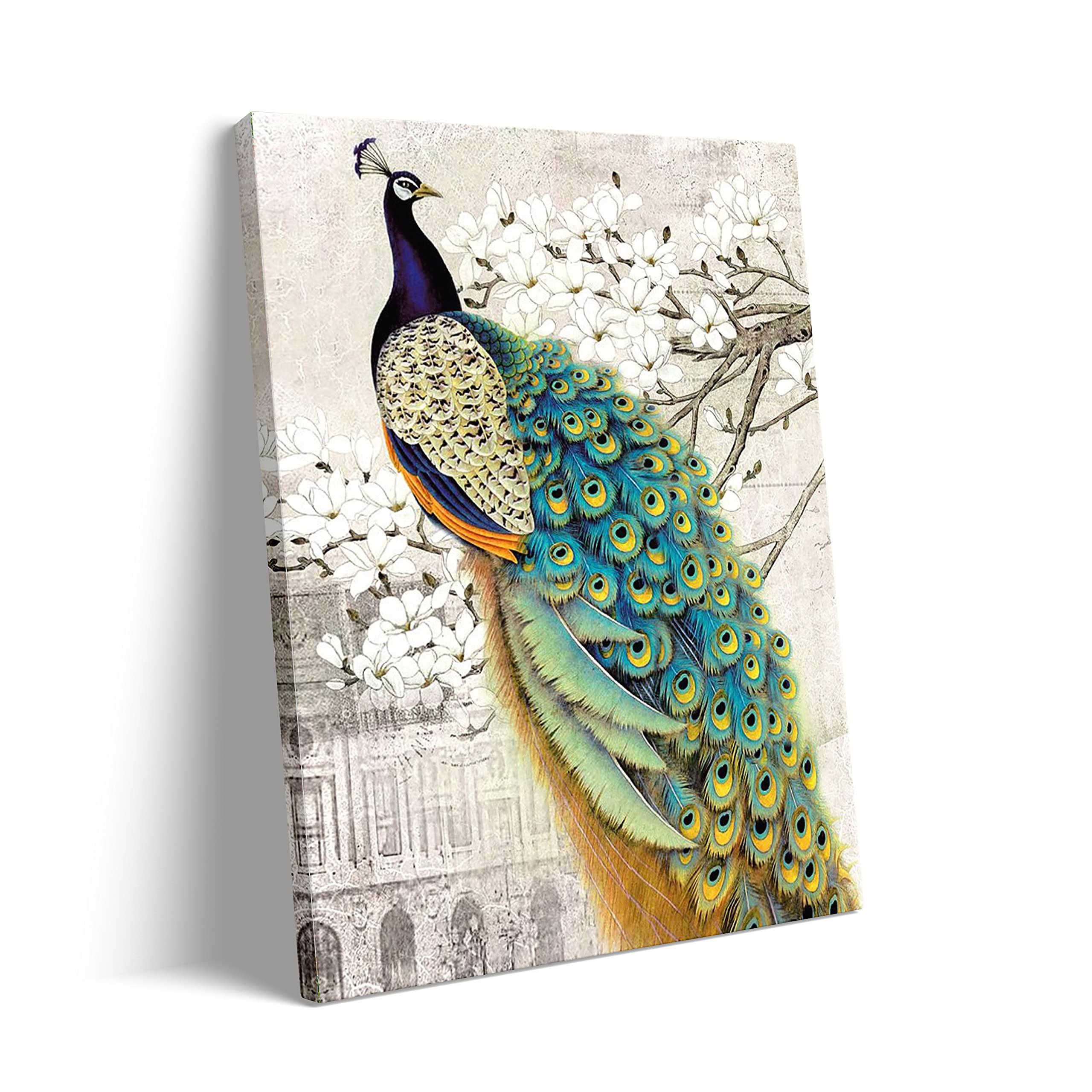 Peacock Canvas Wall Art - Bedroom & Living Room Decor
