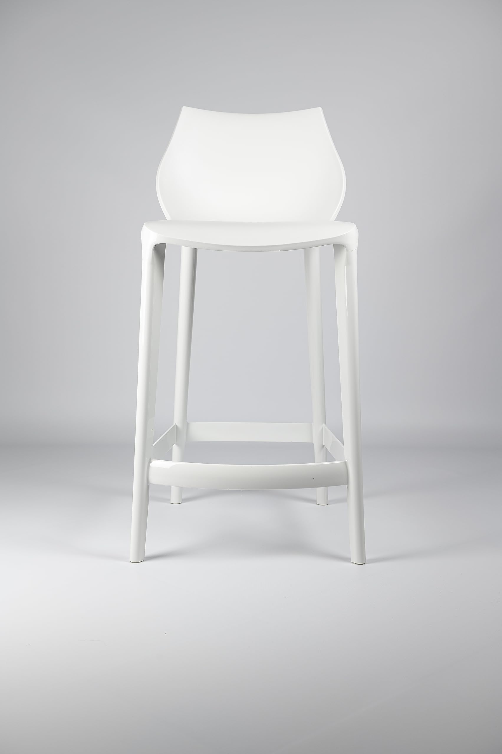Modern White Polypropylene Bar Stools - Set of 2, Mahi Mahi MMPPBB2, Durable & Stylish Counter Height Stools for Kitchen Island, Breakfast Bar or Home Decor