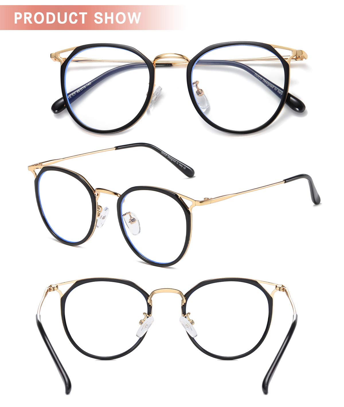 DUCO Blue Light Blocking Glasses for Women & Men - Computer Eyewear for Office & Gaming