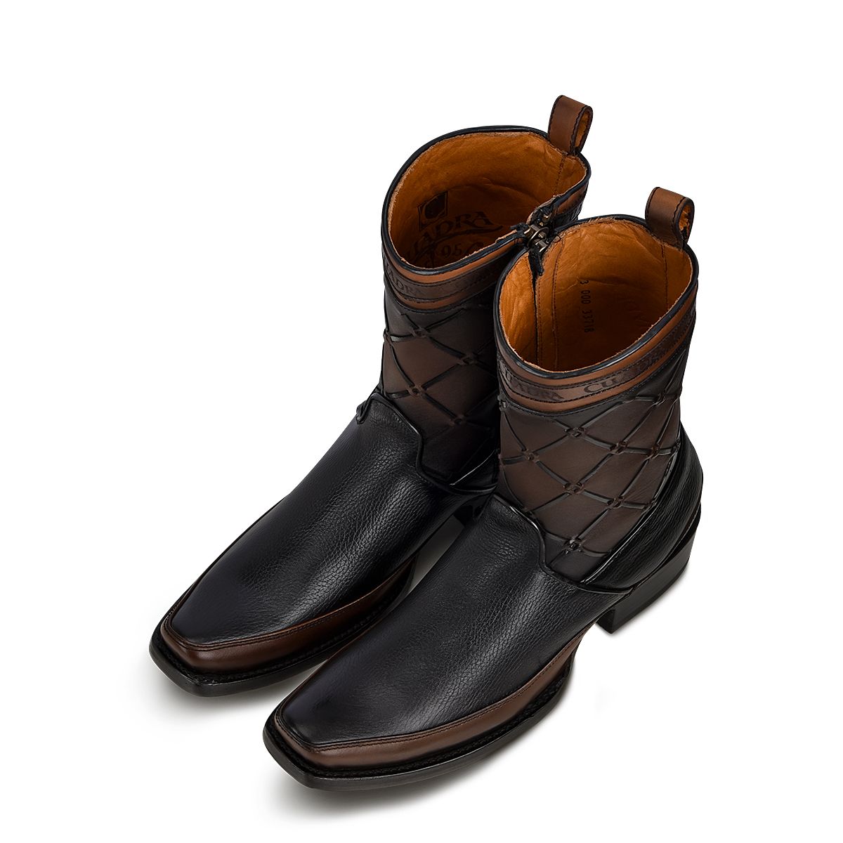 Men's Cuadra Black Casual Cowboy Cowhide Leather Ankle Boots - Western Style Comfort for Everyday Wear & Outdoor Adventures