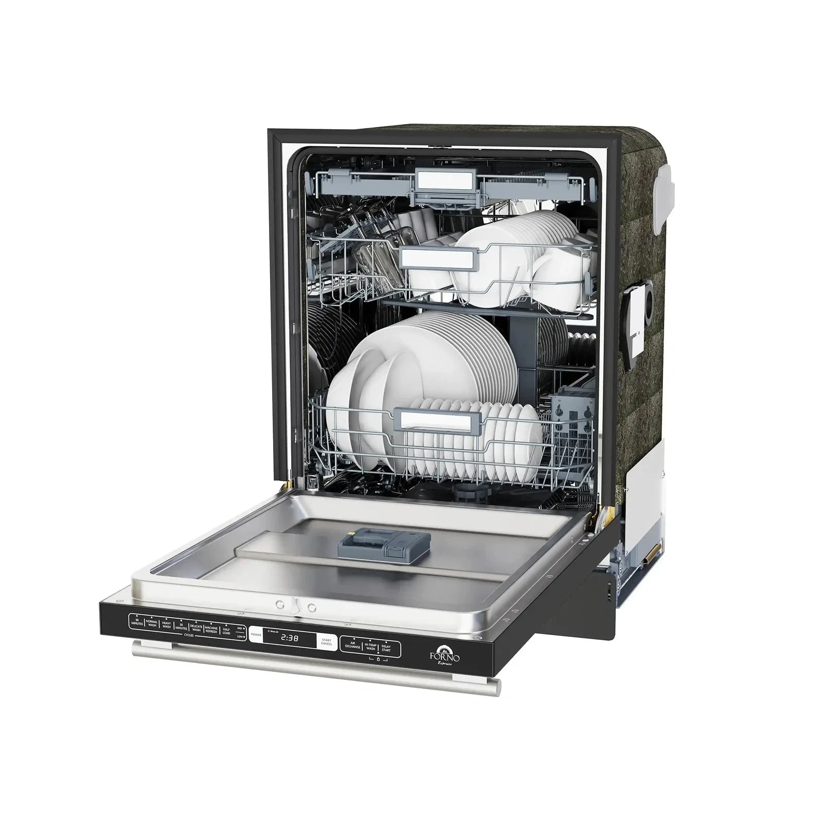 Forno Romano 24-Inch Built-In Dishwasher in Black with Stainless Steel Handle - FDWBI8035 24BLK | Energy Efficient, Quiet Operation for Modern Kitchens | Perfect for Apartments, Small Homes & Open-Concept Spaces