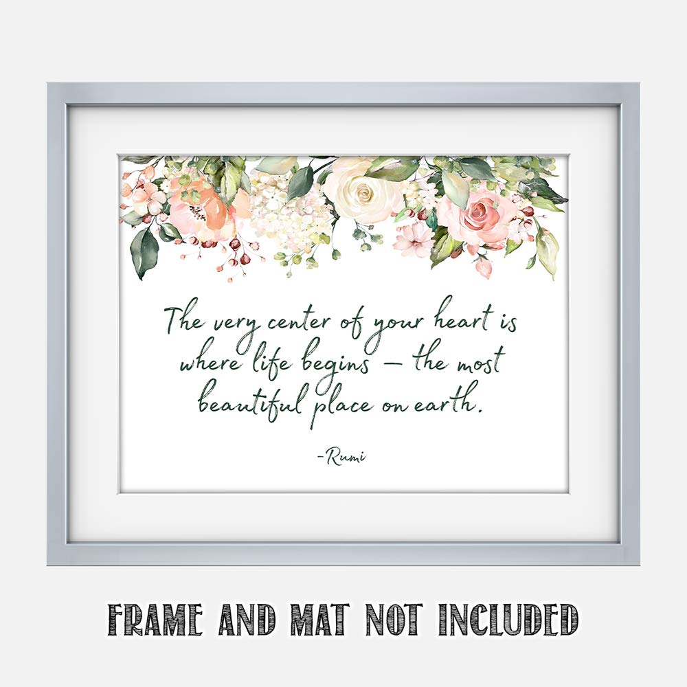 TJ Originals Motivational Wall Art - 11x14 Unframed Rumi Quotes Print for Home & Office Decor