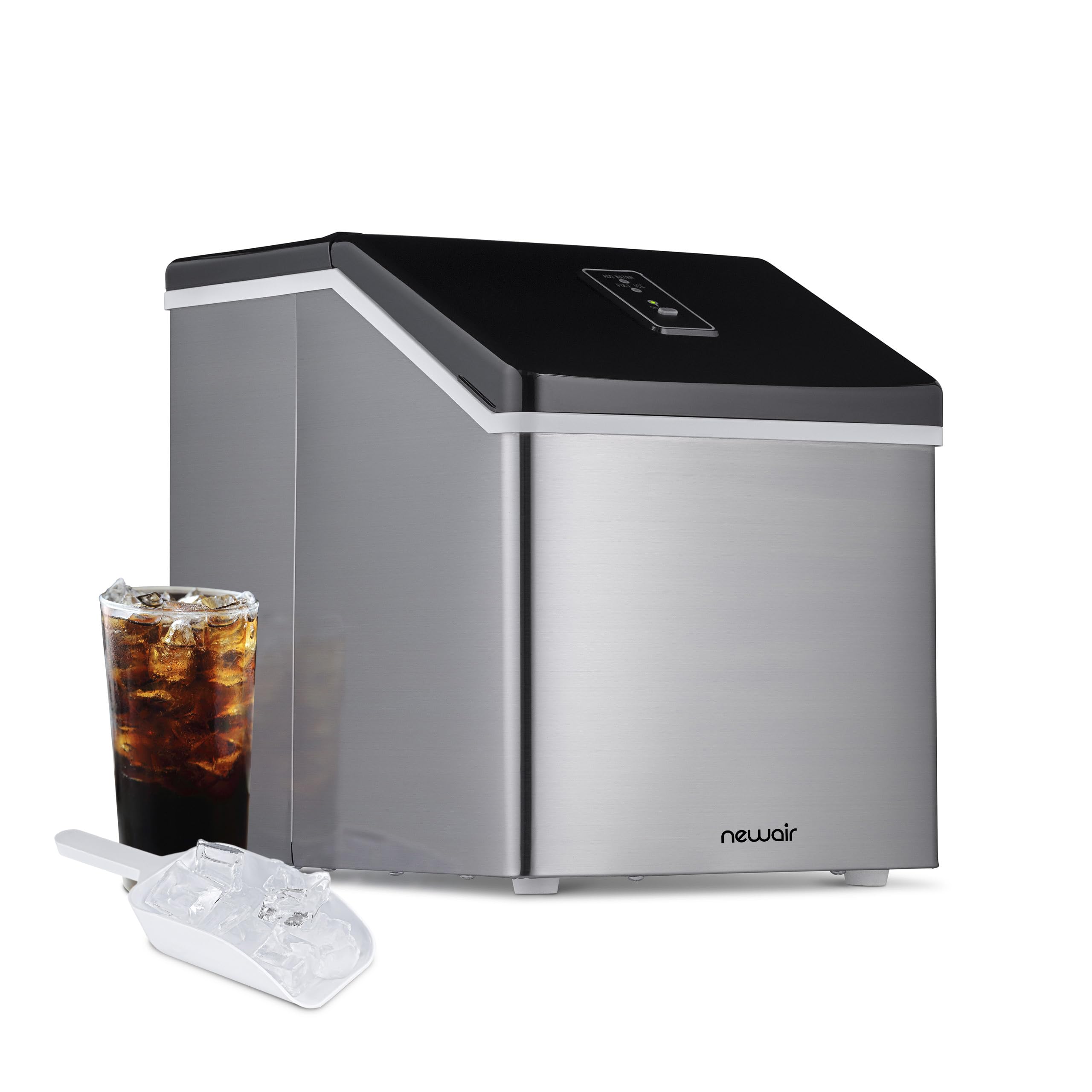 Newair Silver Countertop Ice Maker Machine - Fast 15-Minute Ice Cube Production, Compact & Automatic for Home, Kitchen, Office, Bar - Perfect for Cocktails, Parties, and Daily Use