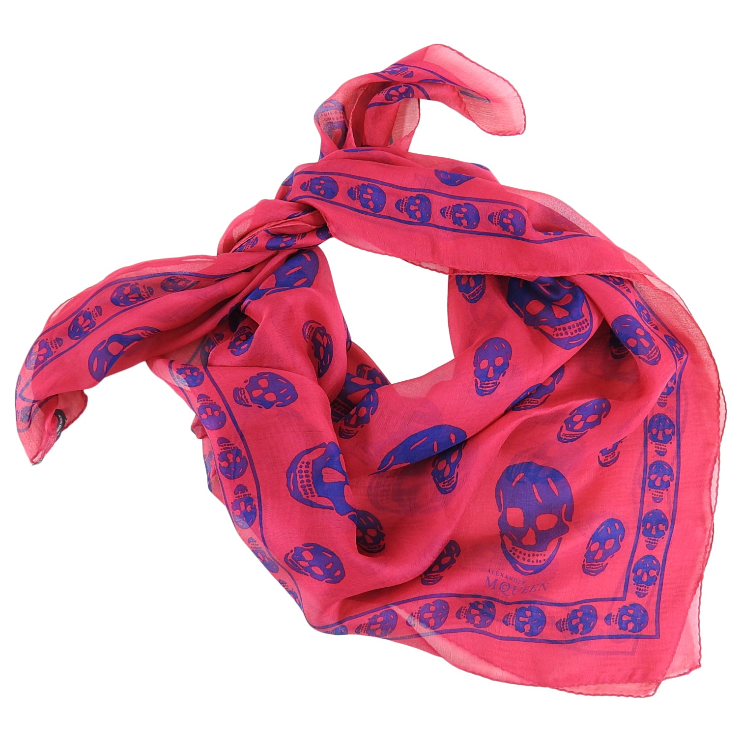 Alexander McQueen Pink & Purple Sheer Silk Skull Scarf - Luxury Fashion Accessory for Women, Gift for Her - Perfect for Parties, Weddings & Special Occasions