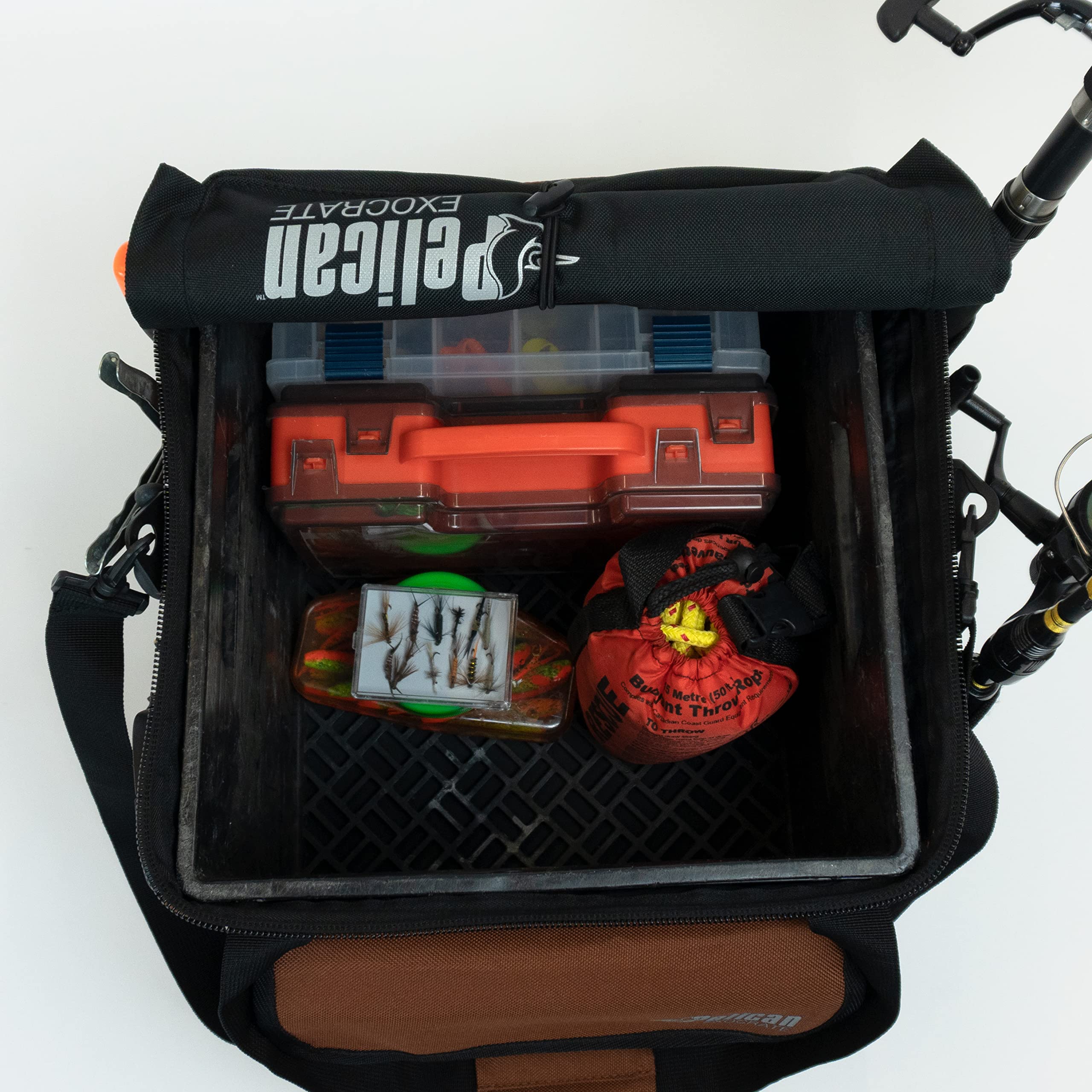 Pelican Exocrate Fishing Bag - Large Waterproof Saltwater Resistant Tackle Storage Bag for Kayak, Boat & Shore Fishing - Durable Gear Organizer for Lures, Hooks & Fishing Accessories