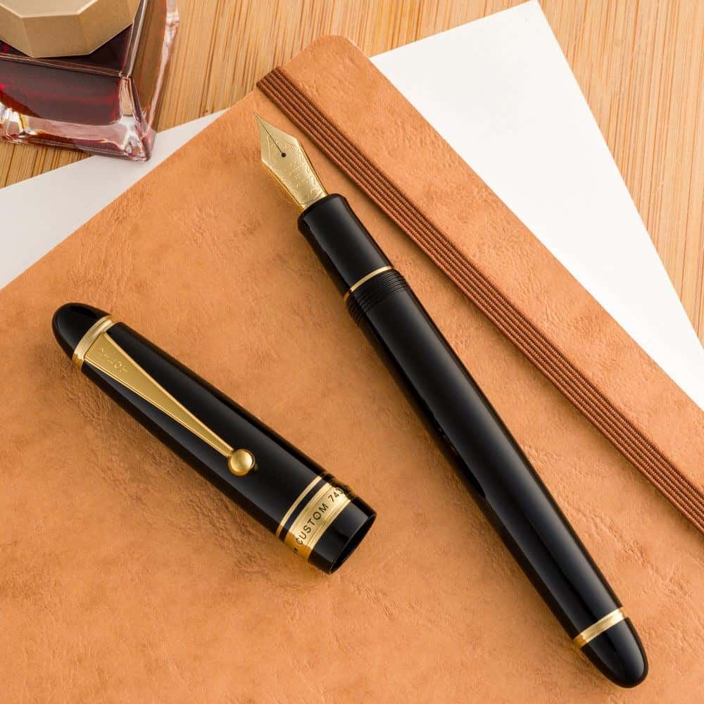 Premium Pilot Custom 743 Fountain Pen - 14K Gold Nib, Black Resin Body - Perfect for Calligraphy, Journaling & Professional Writing