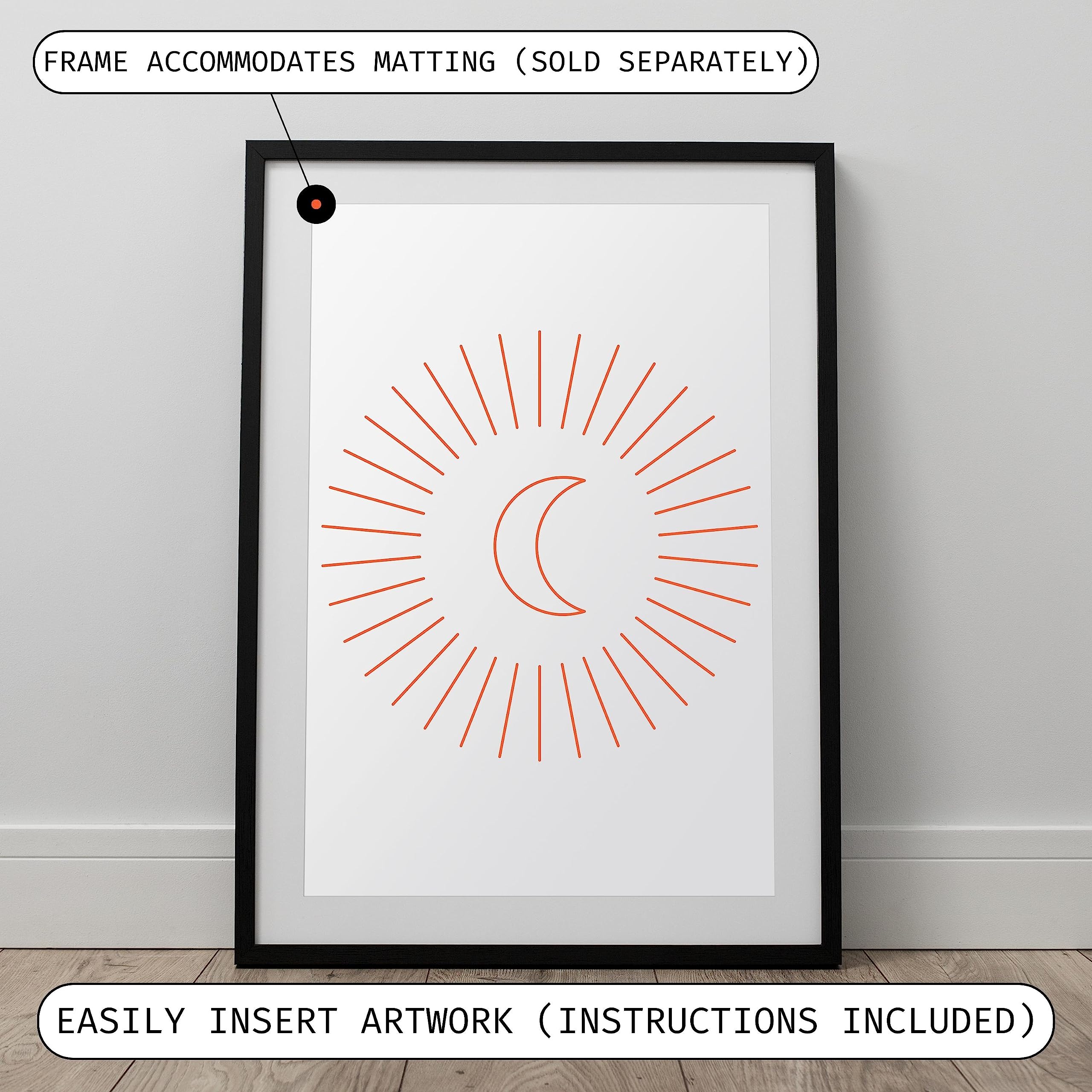 Craig Frames 24x36 Modern Black Poster Frame with Clear Plexiglass - Elegant Matte Finish for Wall Art Display - Perfect for Home Decor, Office, Gallery & Photo Exhibitions