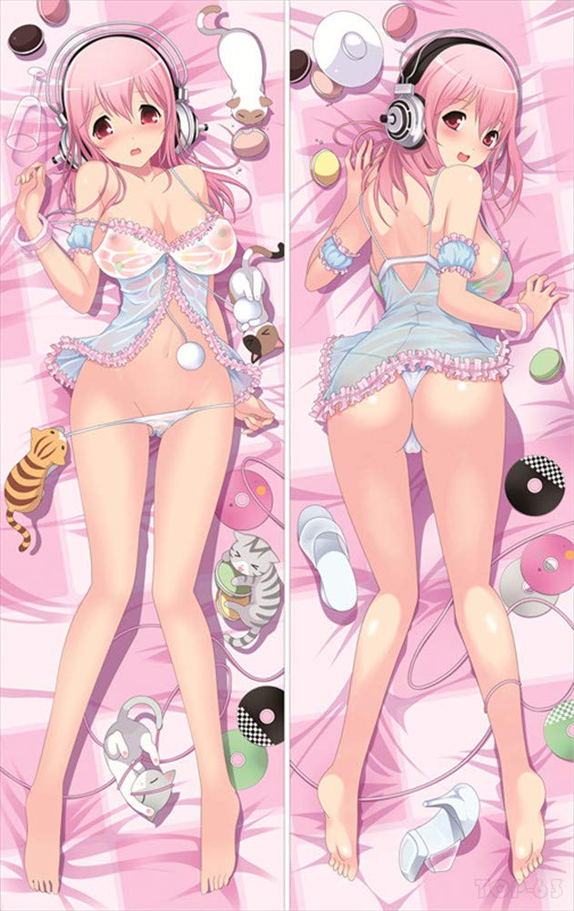Super Sonico Anime Body Pillow Cover 2-Way Tricot 150x50cm - Soft Hugging Pillow Case for Bedroom Decor, Anime Collectibles & Cosplay Accessories