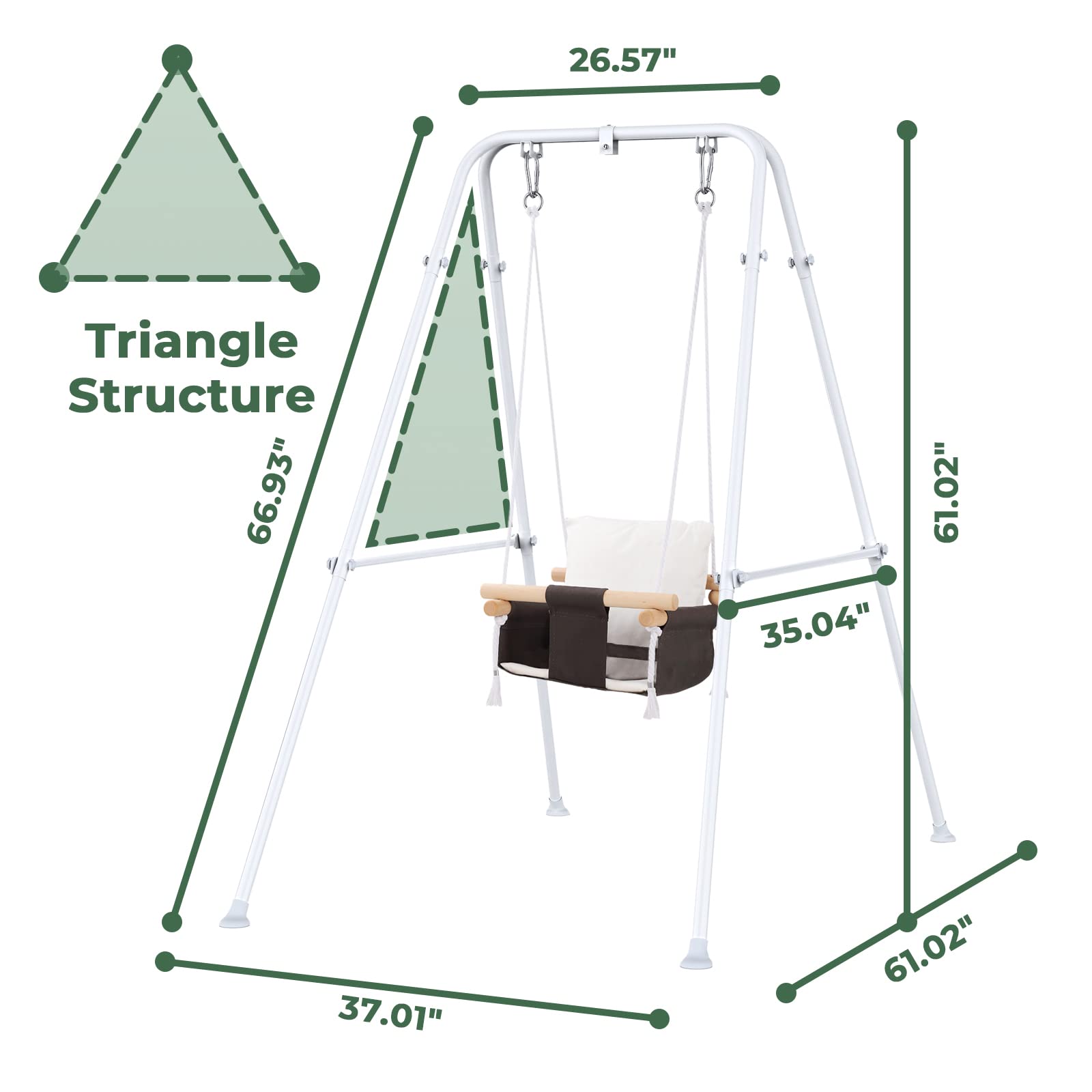 **Baby Swing with Stand - Indoor & Outdoor Toddler Swing Set with Soft Canvas Cushion Seat - Perfect for Playtime, Backyard, Nursery, and Park Adventures**