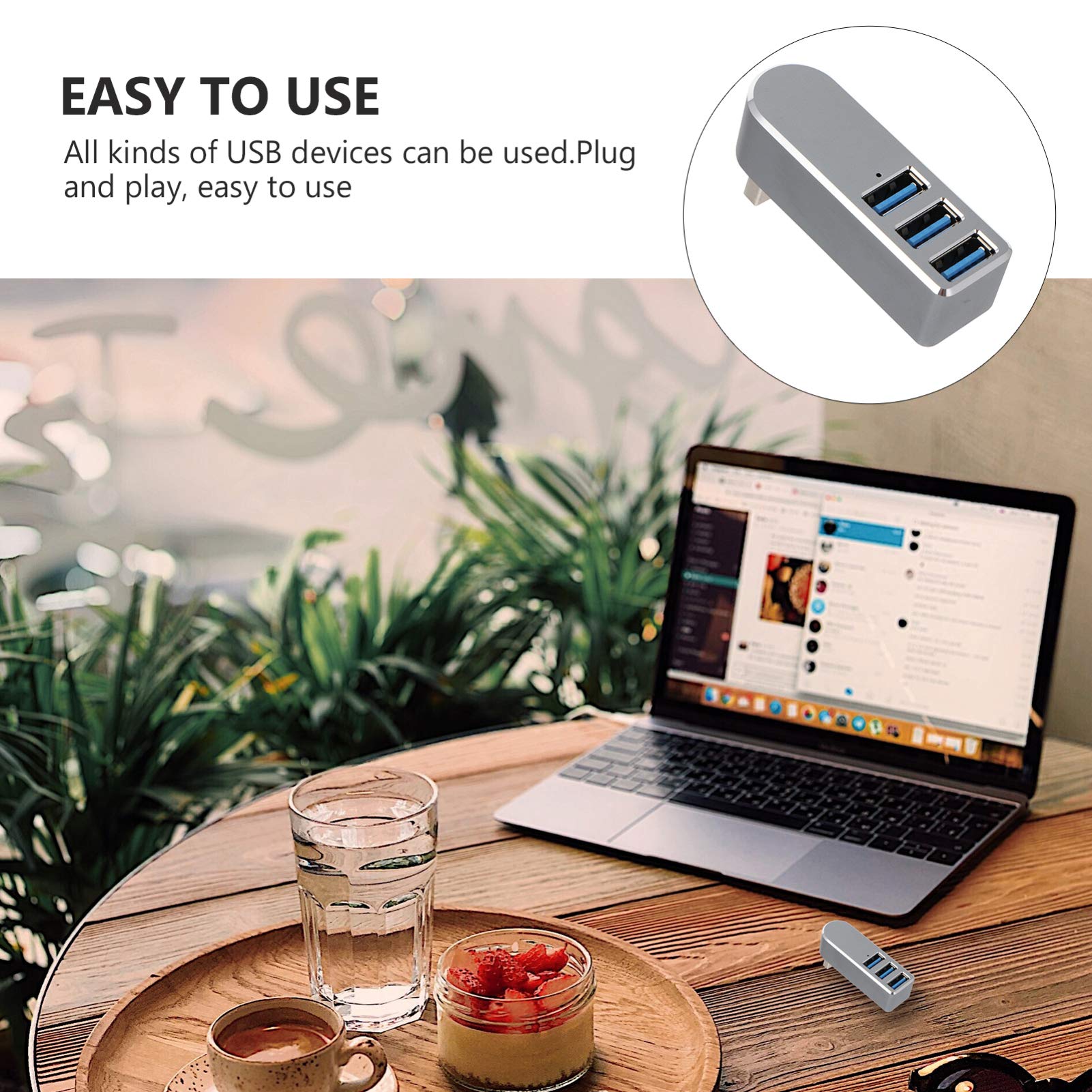 360° Rotatable USB 3.0 Hub - 4-Port High-Speed Data Hub for USB Drive, Keyboard, Mouse, Sound Card & Webcam - Perfect for Home Office, Gaming & Conference Setup