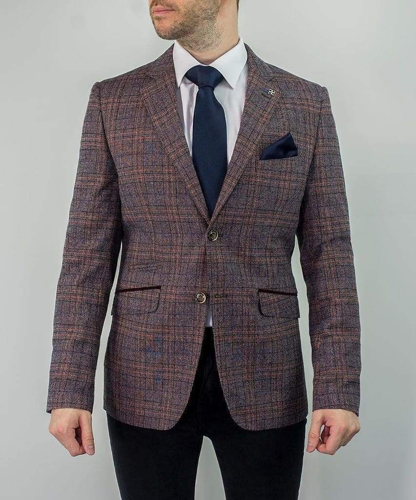 Cavani Brendan Men's Slim Fit Checkered Blazer Jacket for Business, Office, and Formal Events - Stylish & Comfortable