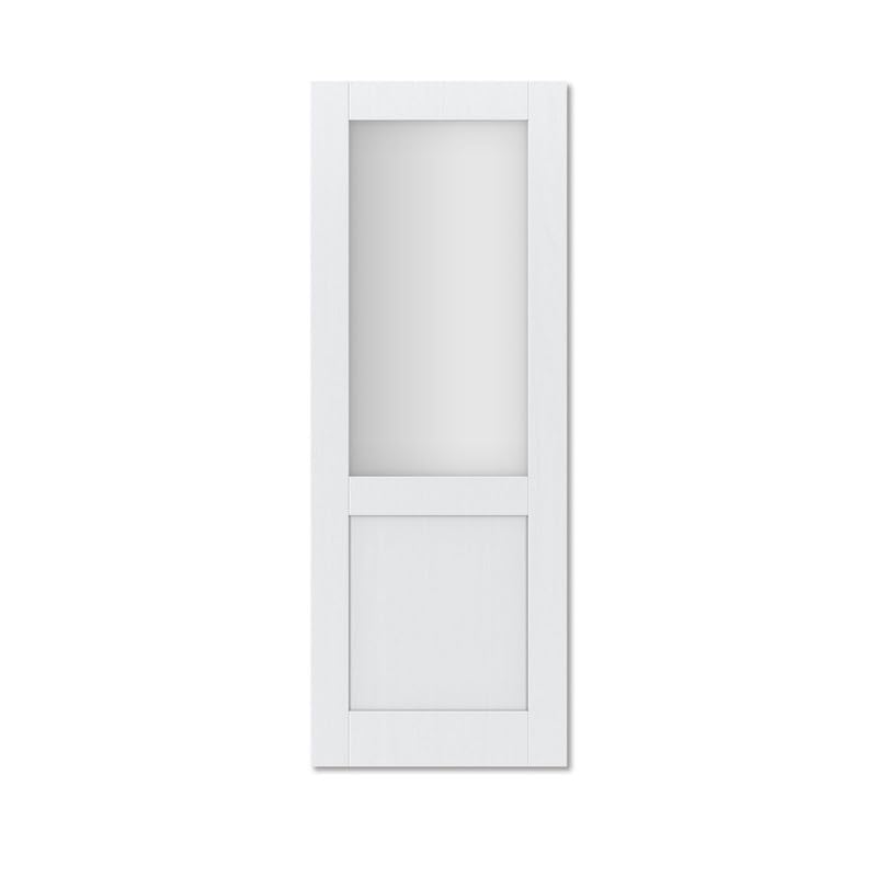 WINSTELLAR 30x80 Frosted Tempered Glass Door Slab - Paintable Interior Shaker Style - Perfect for Living Room, Pantry & Laundry Room - Works as Prehung, Pocket, French or Barn Door - White Prefinished - Ideal for Modern Homes & Office Spaces