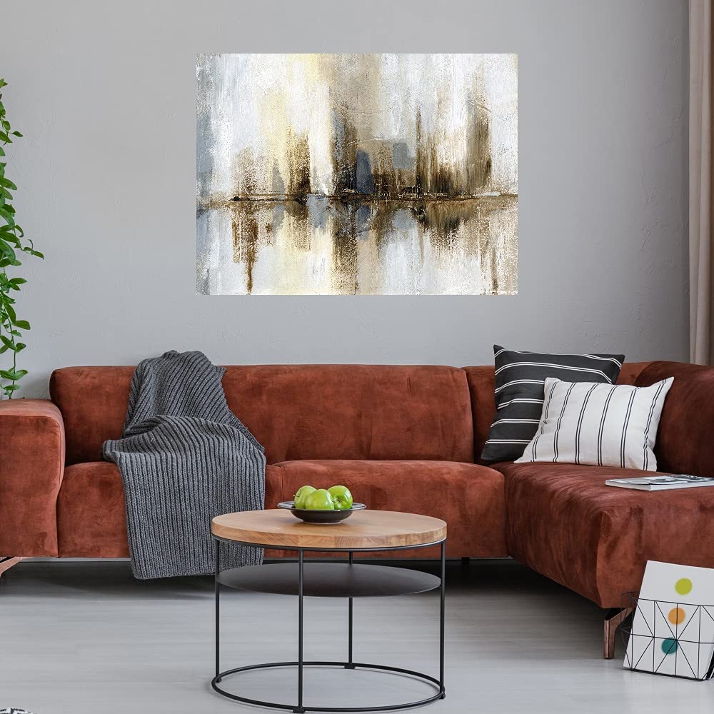Harbor Lights Fine Art Canvas Wall Decor - 32x24 Inches - Ready to Hang Painting for Living Room, Bedroom, Office - Coastal Landscape Artwork by Artist Nan - Perfect for Home, Kitchen, Bathroom & Dining Room Decor