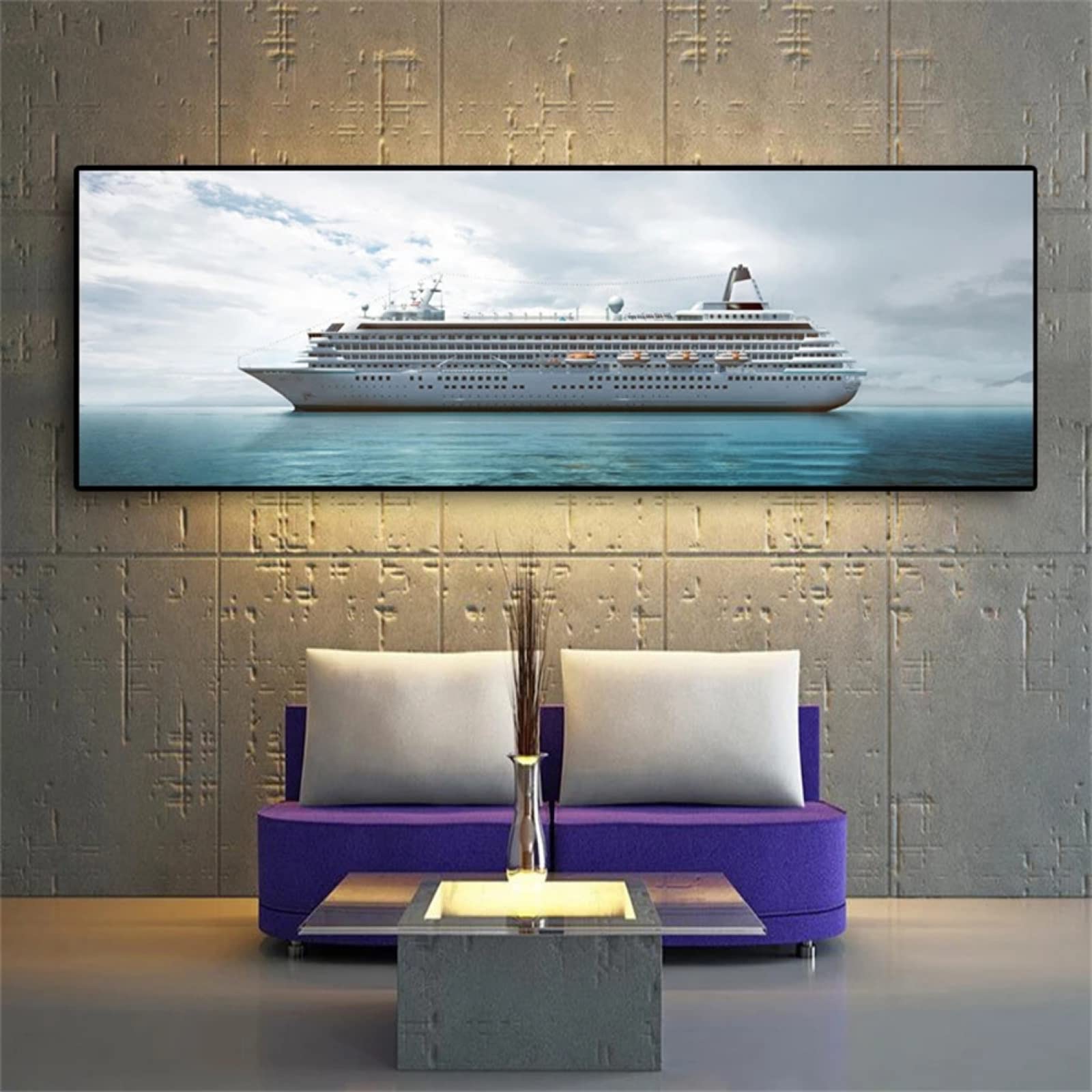 Large Diamond Painting Kits for Adults - White Cruise Ship Sea Scene (32x88in/80x220cm) DIY Full Drill Diamond Art, Crystal Rhinestone Embroidery by Numbers | Home Wall Decor, Relaxing Craft Activity for Stress Relief & Creative Hobby