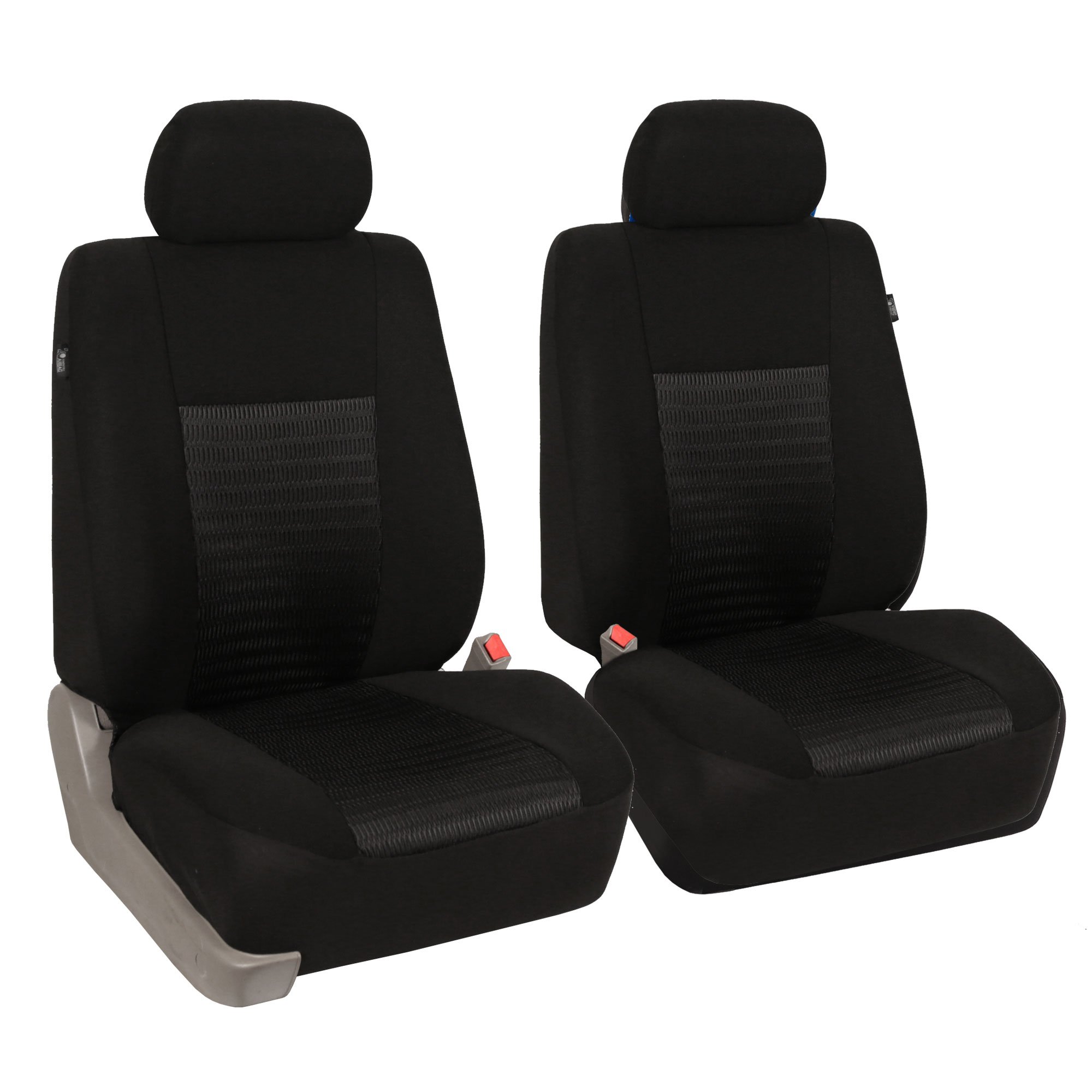 FH Group Trendy Elegance Front Set Car Seat Covers - Universal Fit Airbag Compatible Black Seat Protectors for Cars, Trucks & SUVs | Perfect for Daily Commute, Road Trips & Family Travel