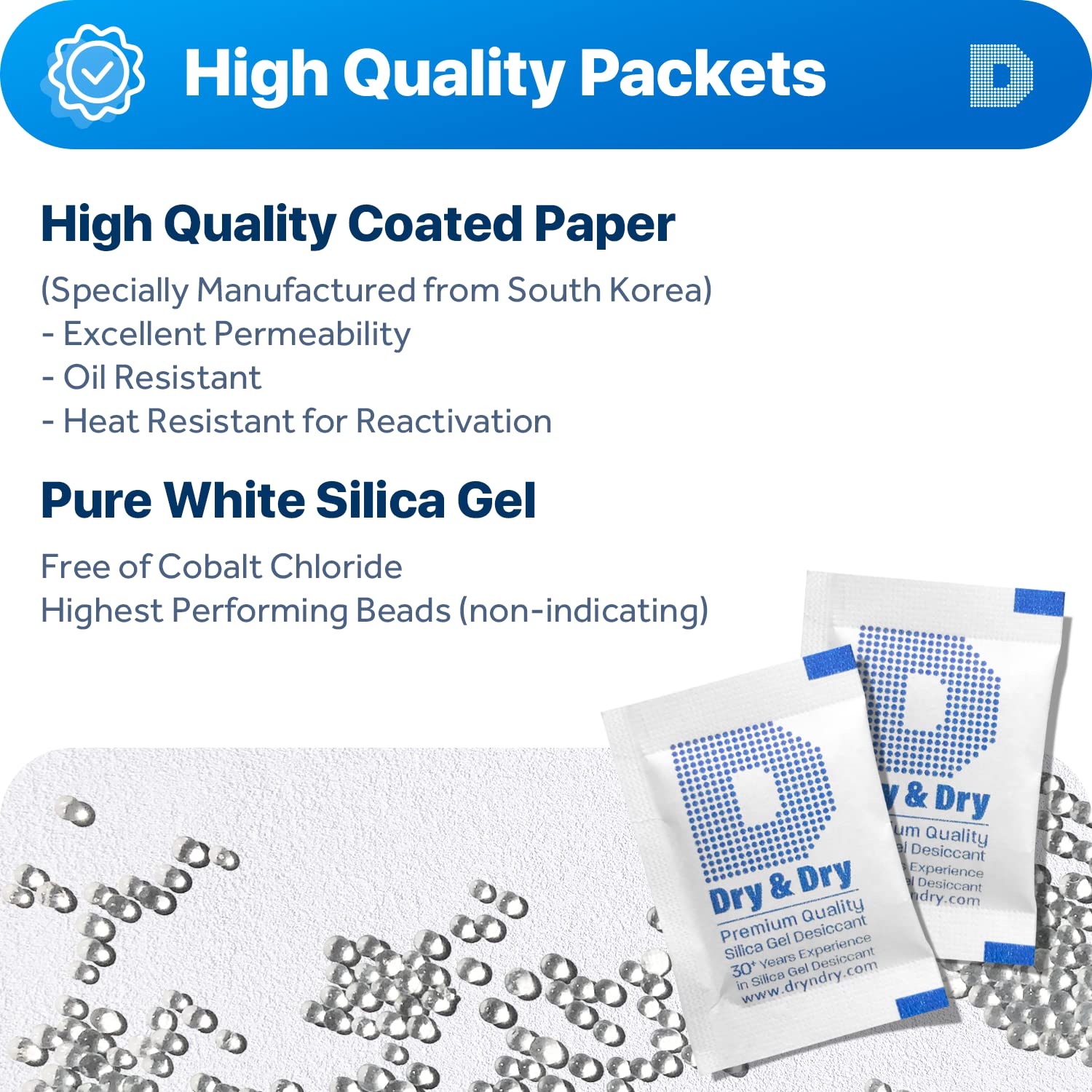 Dry & Dry 2 Gram [6000 Packets] Food Grade Silica Gel Desiccant Packs - Rechargeable Moisture Absorbers for Food Storage, Electronics, Documents & Closet Protection | Bulk Silica Gel Packets for Long-Term Preservation