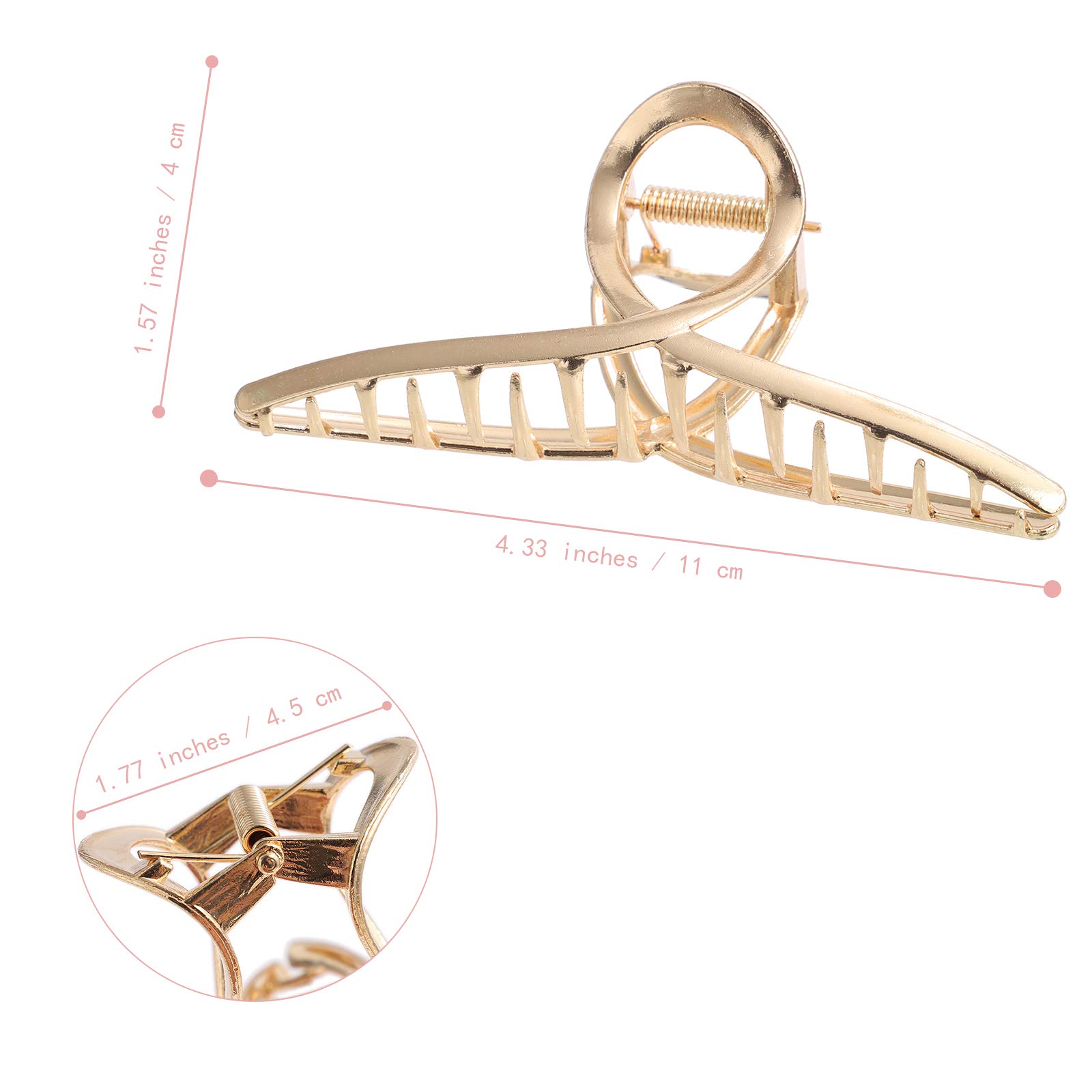 5PCS Large Claw Hair Clips for Thick Hair - Strong Hold Non-Slip Banana Hair Clips for Women (Metal Gold) - Perfect for Updos, Ponytails & Everyday Hairstyles