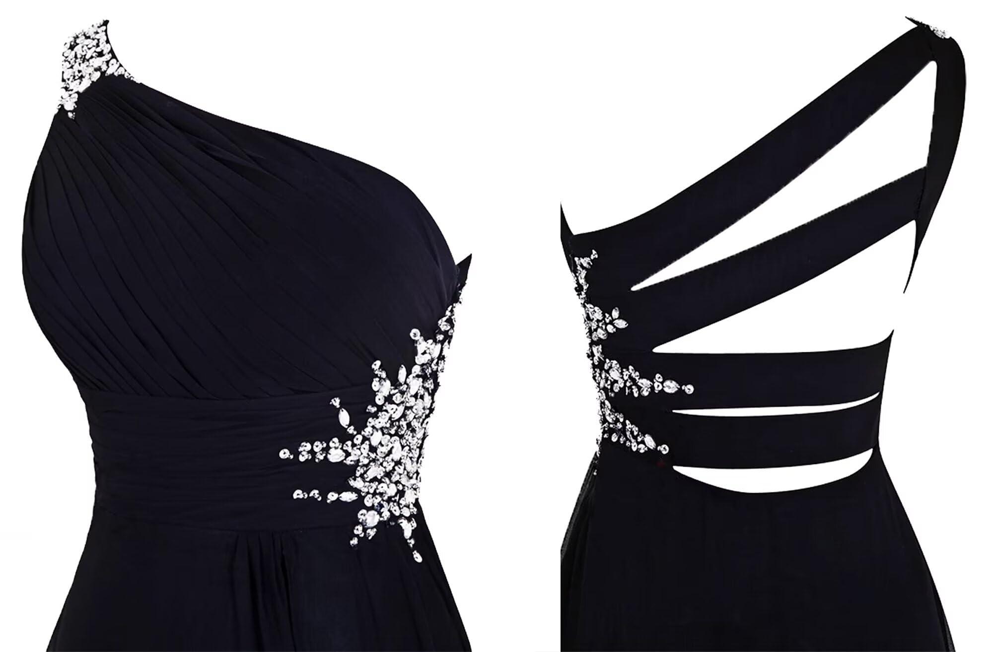 Elegant One Shoulder Ombre Evening Prom Dress for Women - Long Chiffon Bridesmaid Gown for Weddings, Formal Parties & Special Occasions | Perfect for Homecoming, Prom Night & Black Tie Events